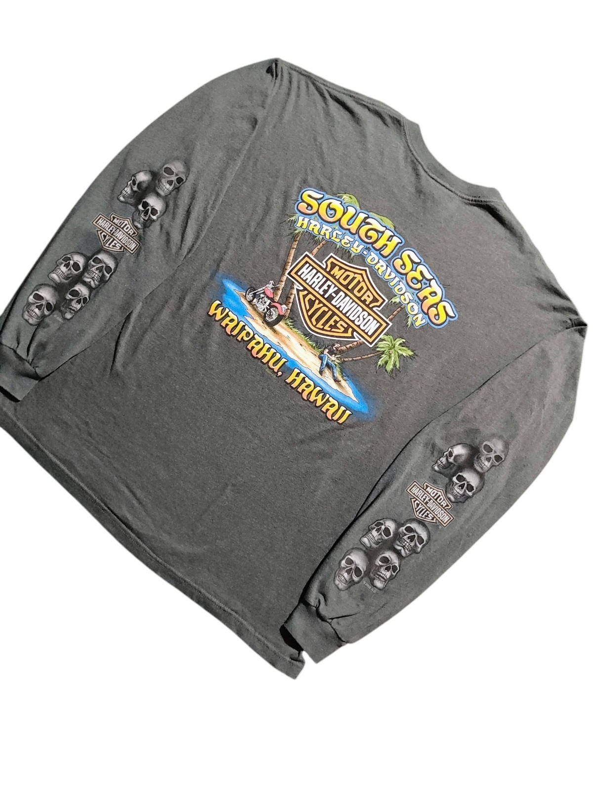 Vintage y2k Harley Davidson waipahu southseas  skull long sleeve XL 