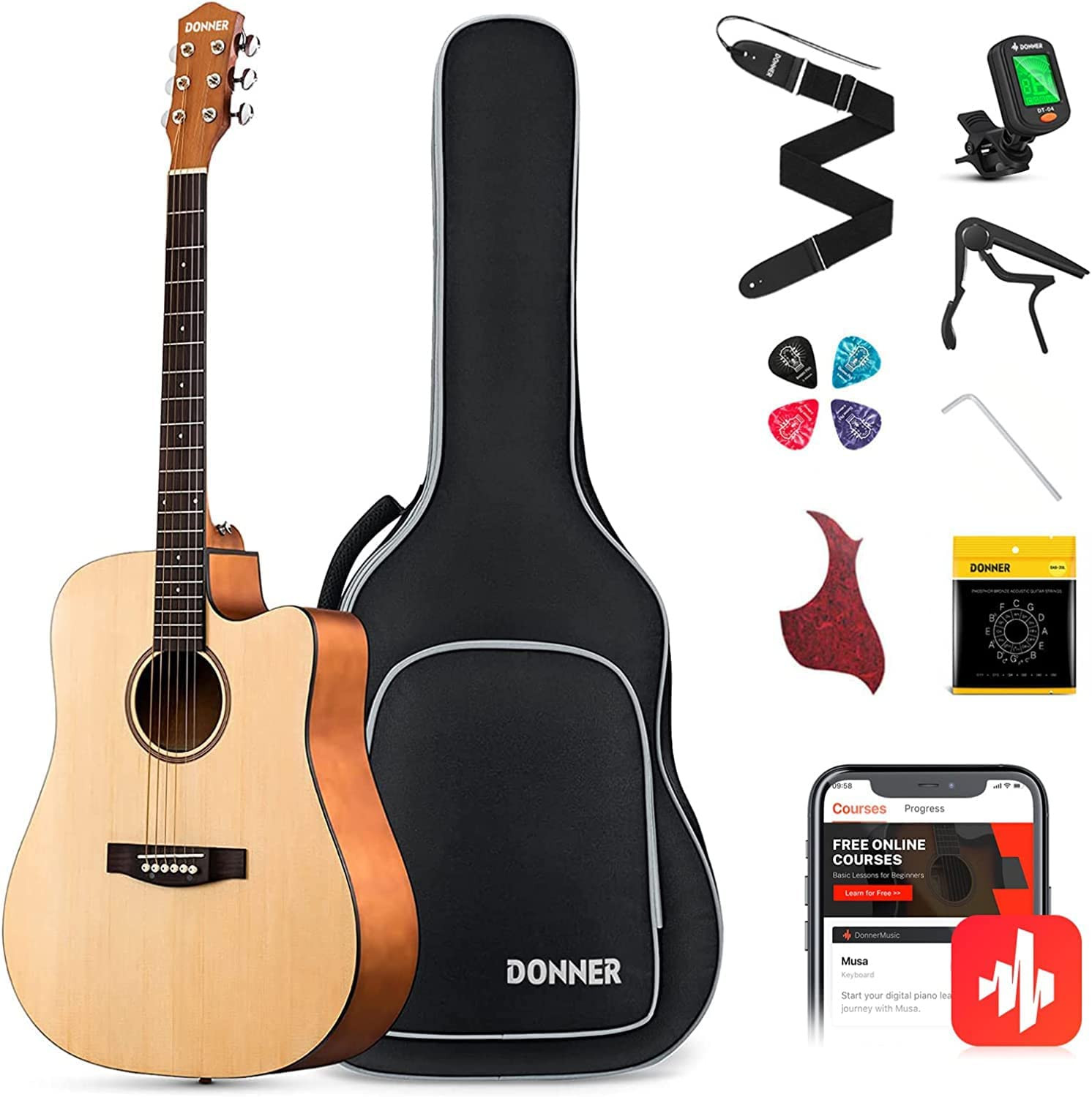 41 Inch Full Size Acoustic Guitar Dreadnought Cutaway Beginner Adult Guitar