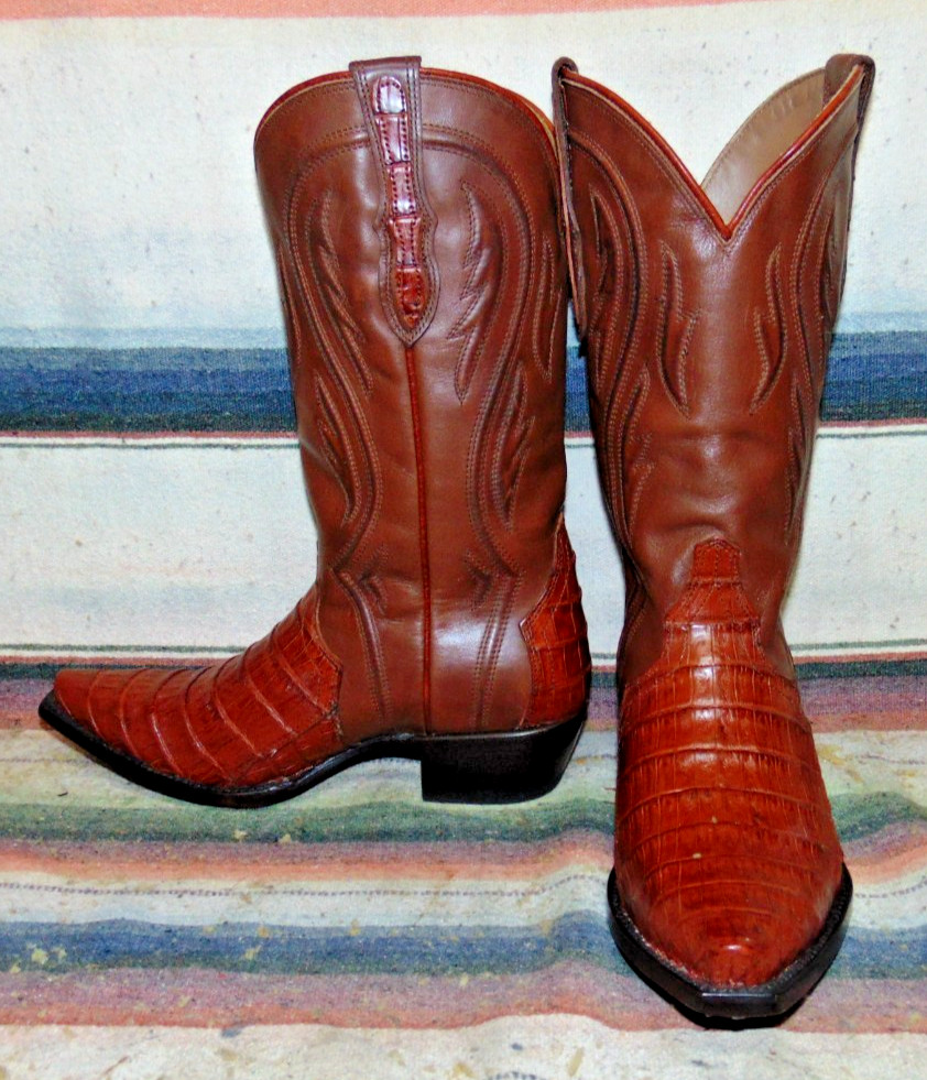 Womens Rujo The Cindy Brown Caiman / Leather Cowboy Boots 7 M New w/o Box Womens Rujo The Cindy Brown Caiman / Leather Cowboy Boots 7 M New w/o Box