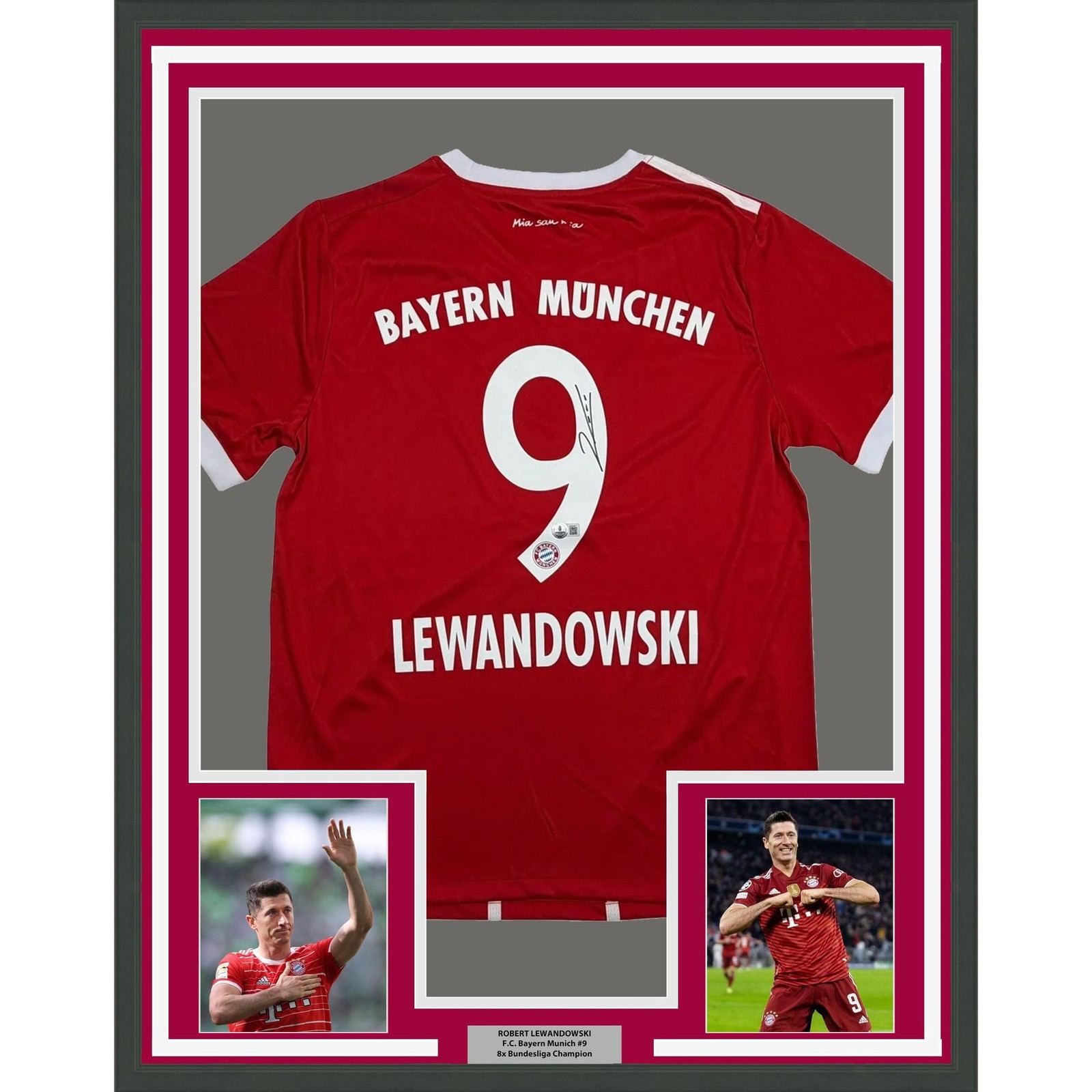 Framed Autographed/Signed Robert Lewandowski 35x39 Bayern Jersey BAS COA Framed Autographed/Signed Robert Lewandowski 35x39 Bayern Jersey BAS COA