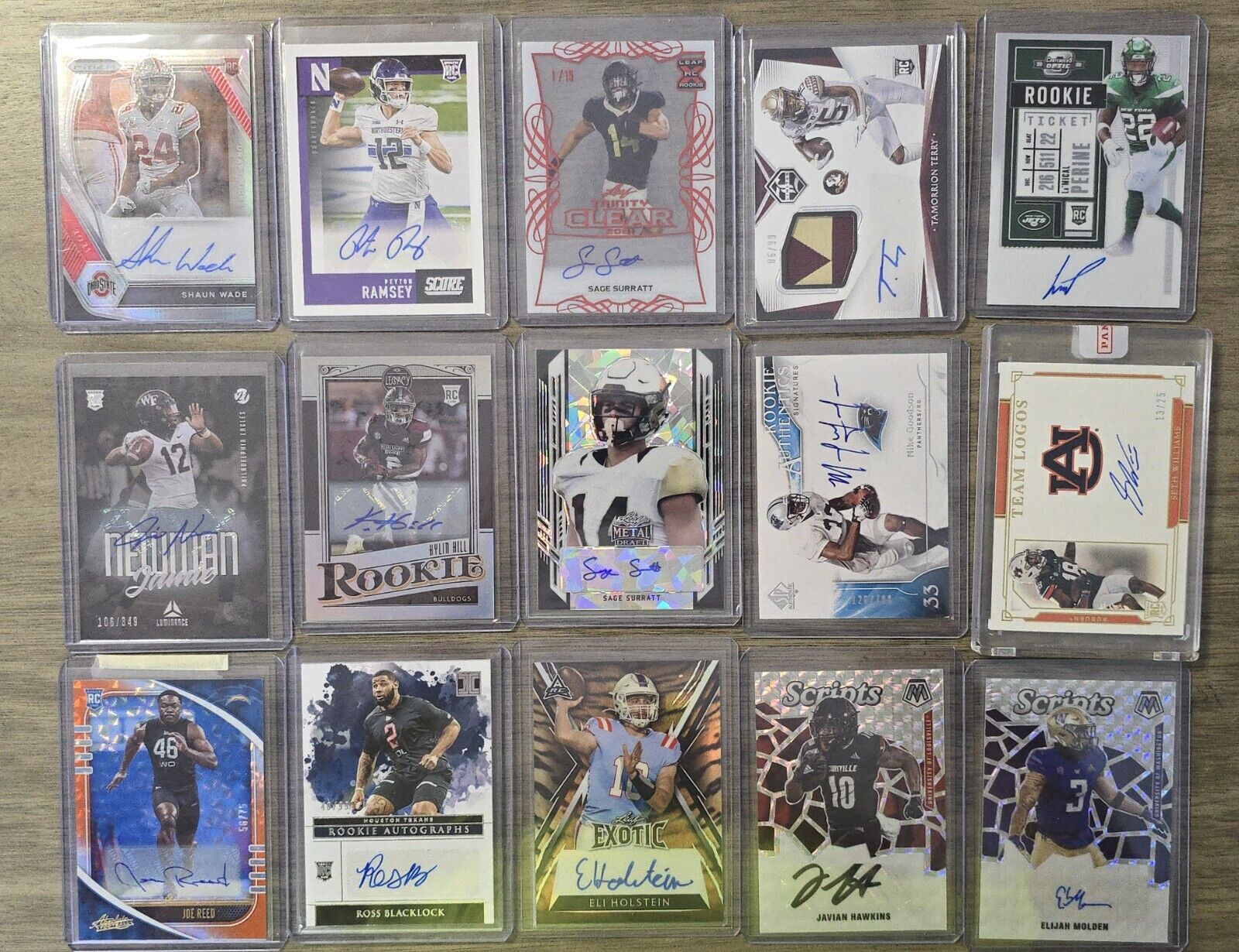 HUGE LOT OF 60 AUTOGRAPHED (AUTO) FOOTBALL CARDS PANINI PRIZM CONTENDERS MOSAIC
