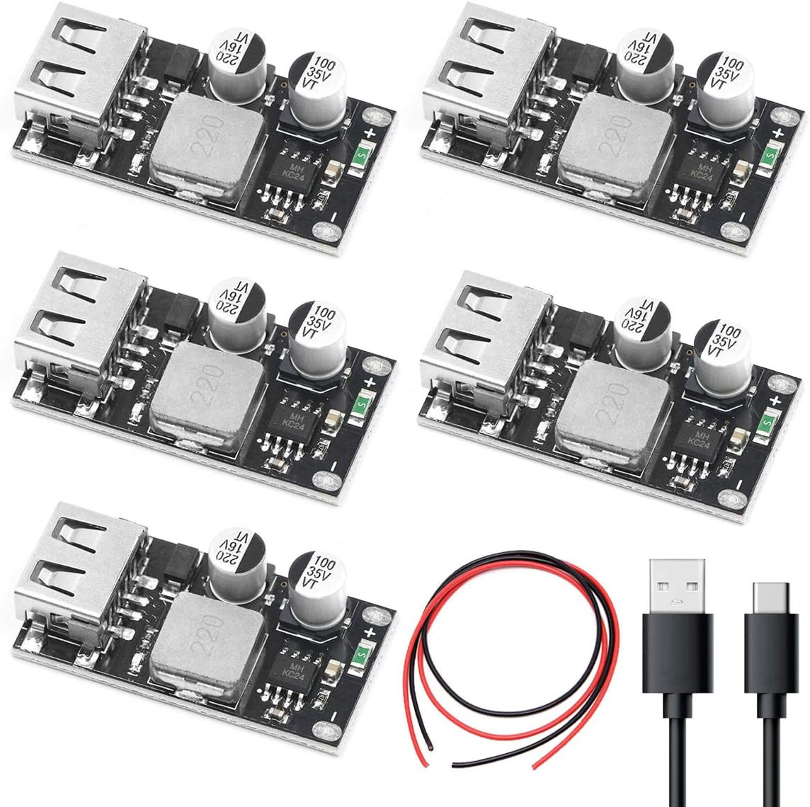 5PCS DC-DC USB Buck Converter Step-Down Module 6-32V 12V 24V to 5V QC 3.0 5PCS DC-DC USB Buck Converter Step-Down Module 6-32V 12V 24V to 5V QC 3.0