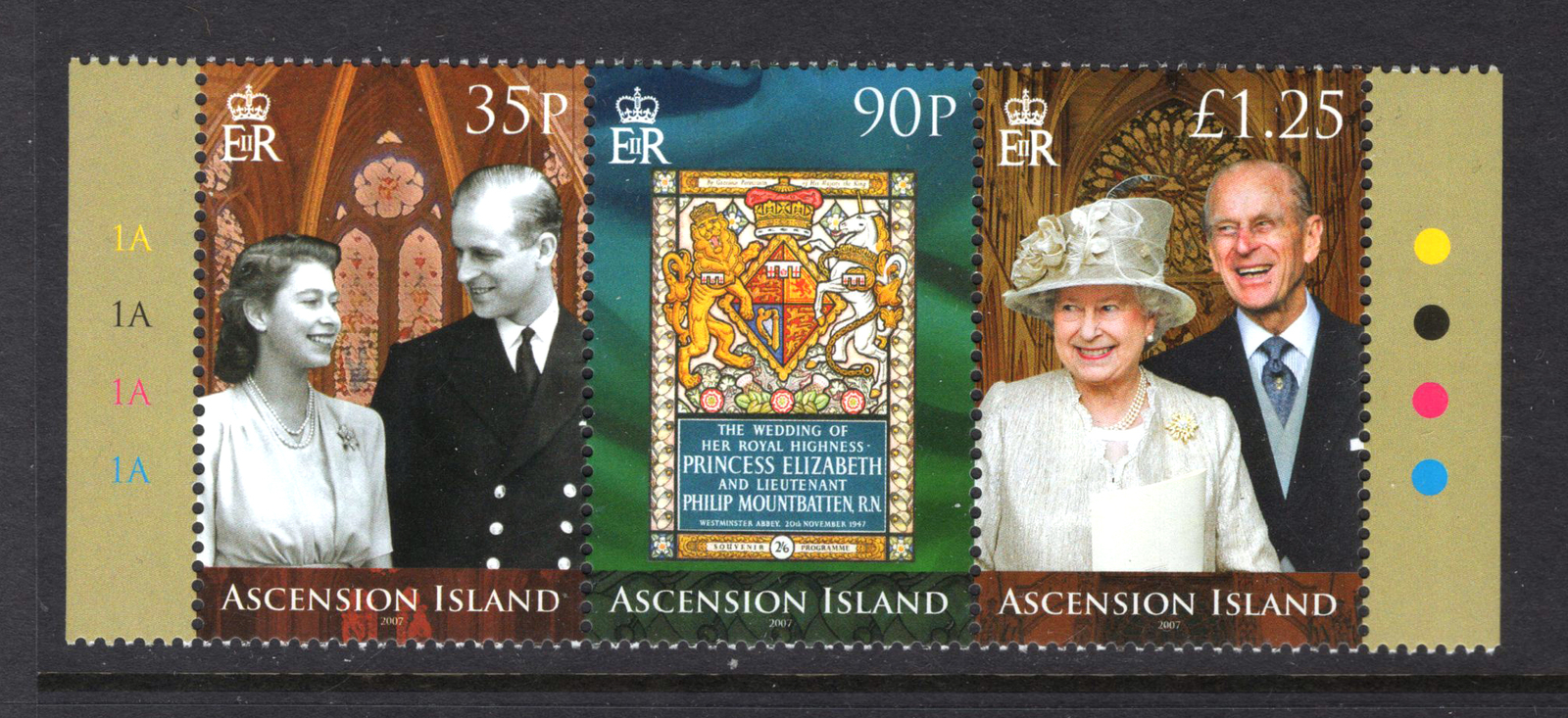 M22828 Ascension 2007 SG976a QEII: Wedding in a horizontal strip of 3. UMM M22828 Ascension 2007 SG976a QEII: Wedding in a horizontal strip of 3. UMM