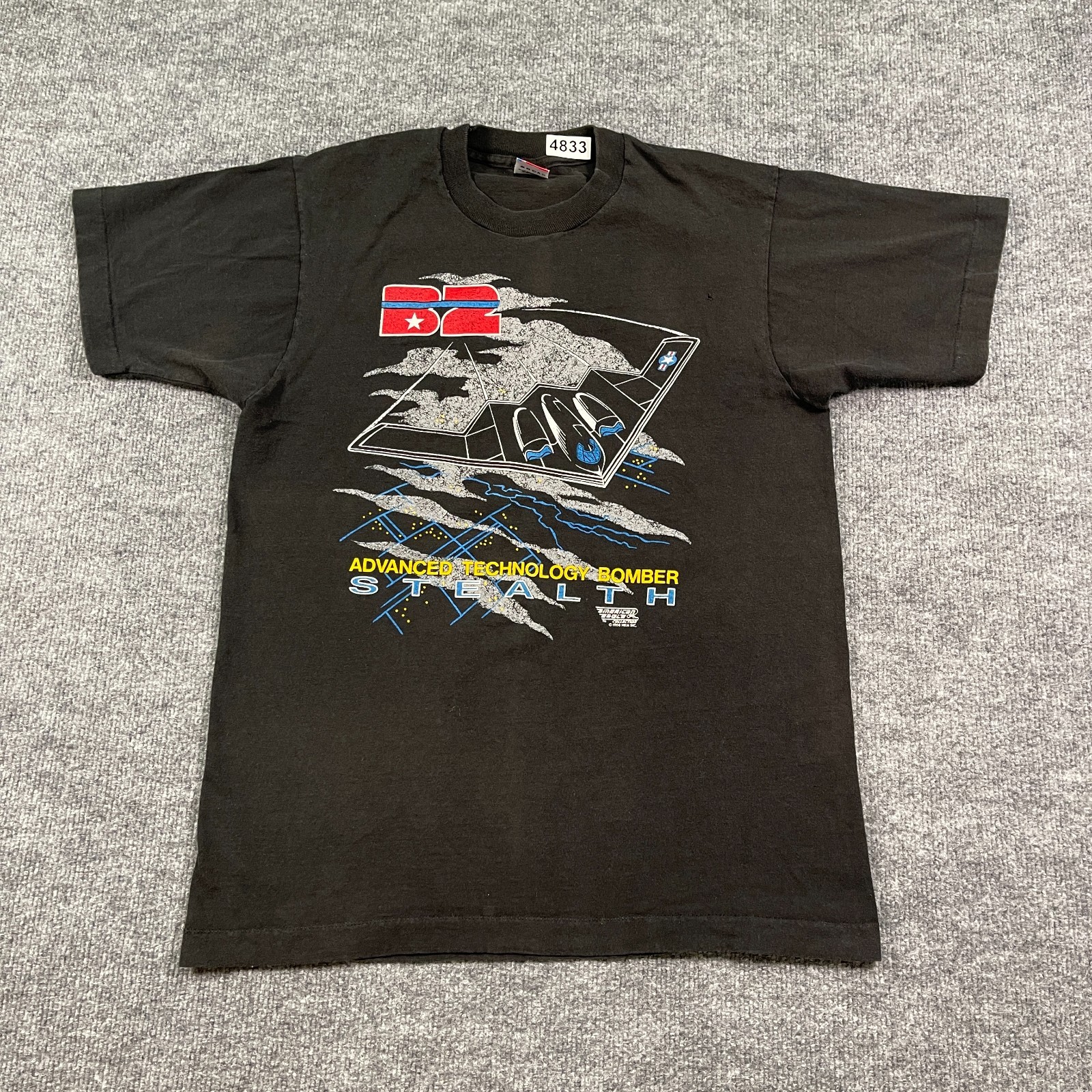 Vintage 1988 B-2 Stealth Bomber US Air Force Shirt Medium 20x26 Black