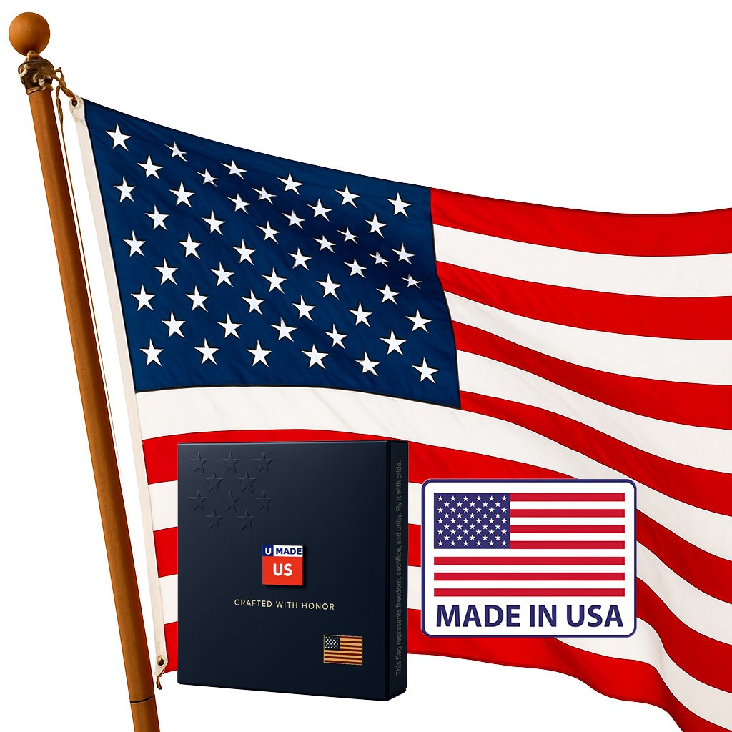 uMadeUs American Flags for Outside - Made in USA -  3x5 and 2.5x4 ft