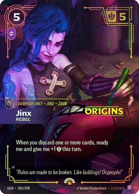 Jinx, Rebel Riftbound Origins Organized Play Promotional Foil Stamped NM