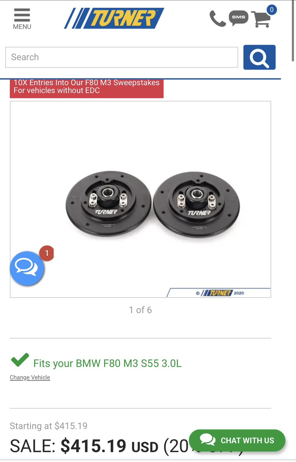 BMW F8x Turner Motorsports Camber Plates BMW F8x Turner Motorsports Camber Plates