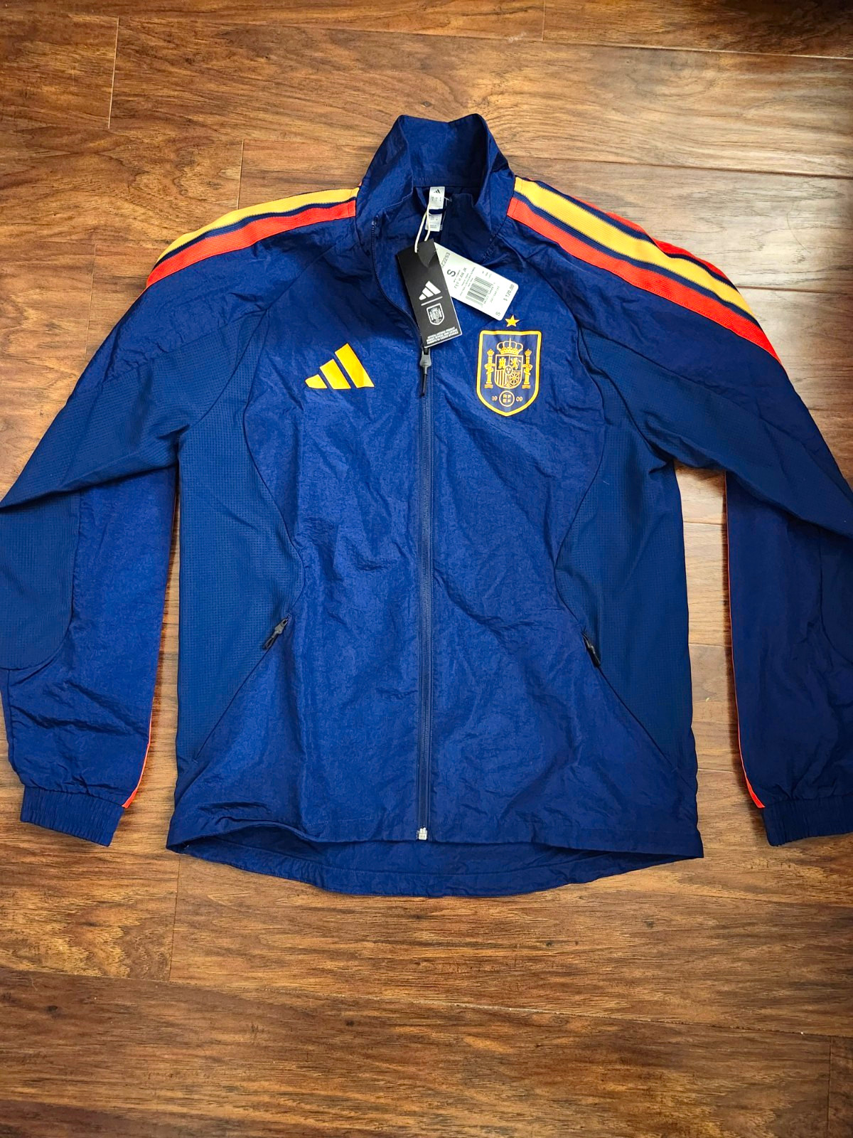 Adidas Spain Anthem Full-Zip Soccer Jacket Mens Size S Blue Yellow Red Adidas Spain Anthem Full-Zip Soccer Jacket Mens Size S Blue Yellow Red