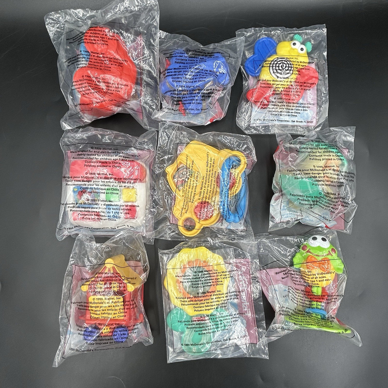 Vintage 1999 McDonalds Mattel Under 3 Happy Meal Toys Lot of 9 Sealed Retro