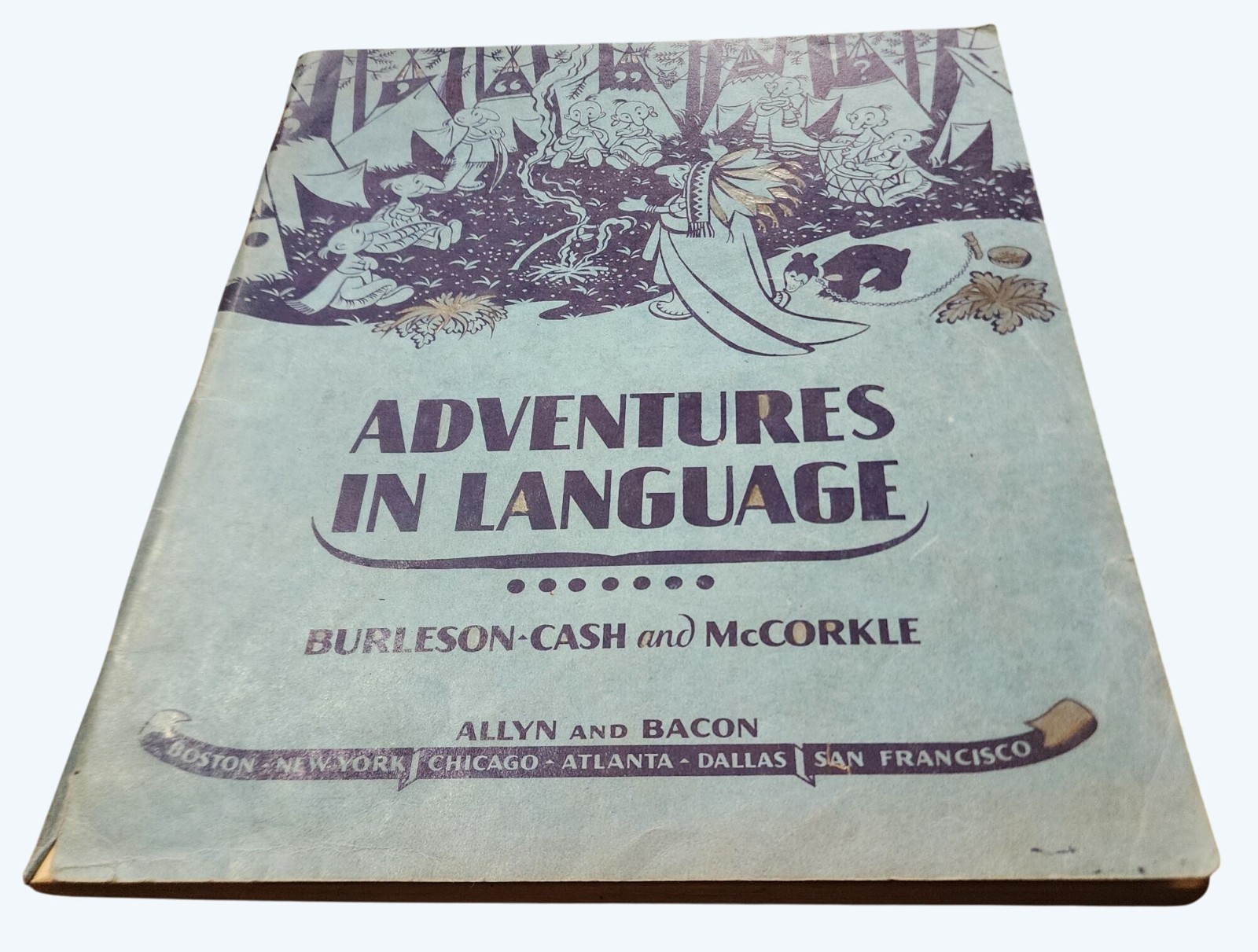 Vtg 1950s Adventures In Language Grammar Textbook w Native American Caricatures