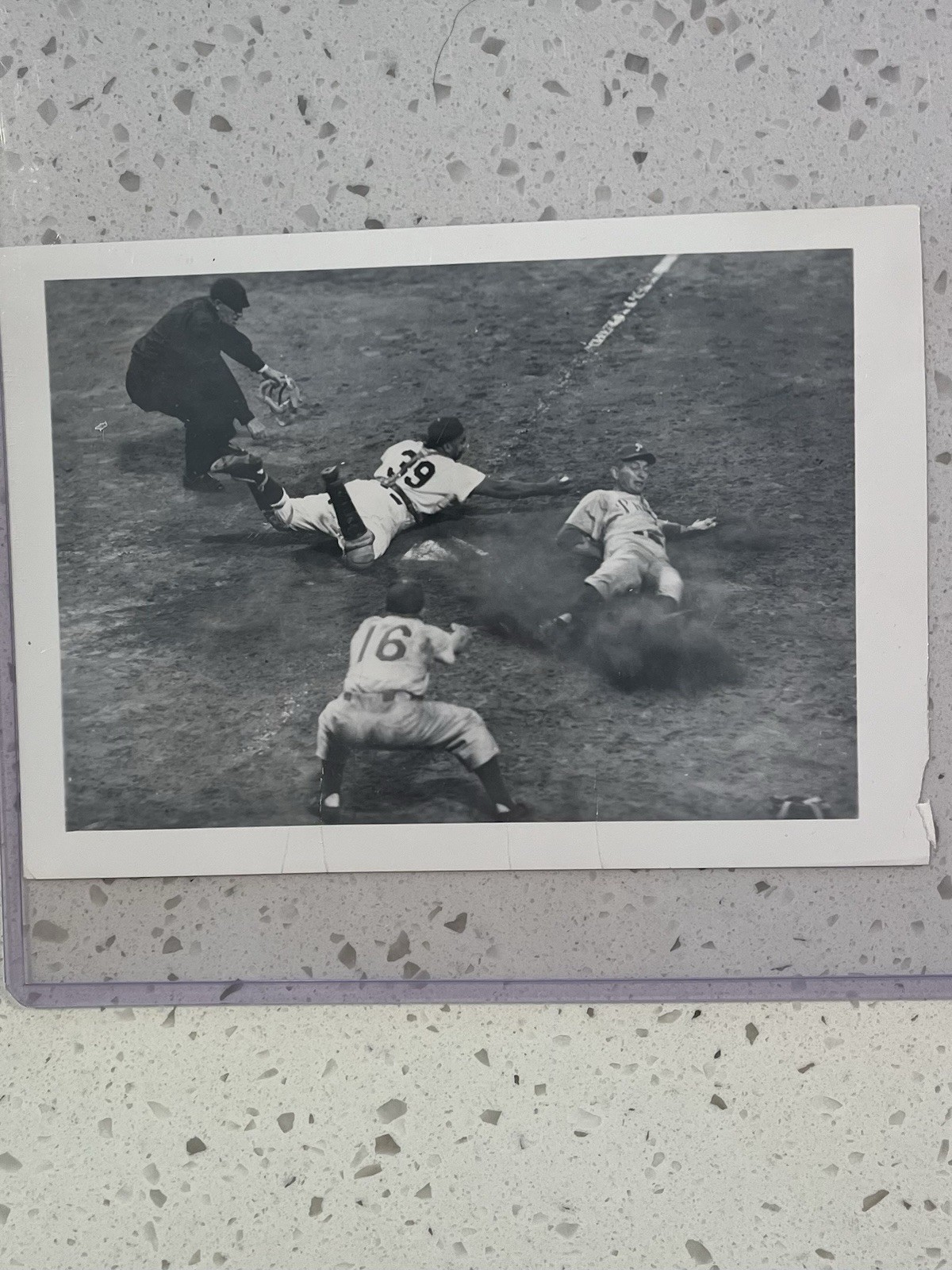 1953 Original Press Photo w Roy Campanella Tagging Out Eddie Waitkus 1953 Original Press Photo w Roy Campanella Tagging Out Eddie Waitkus