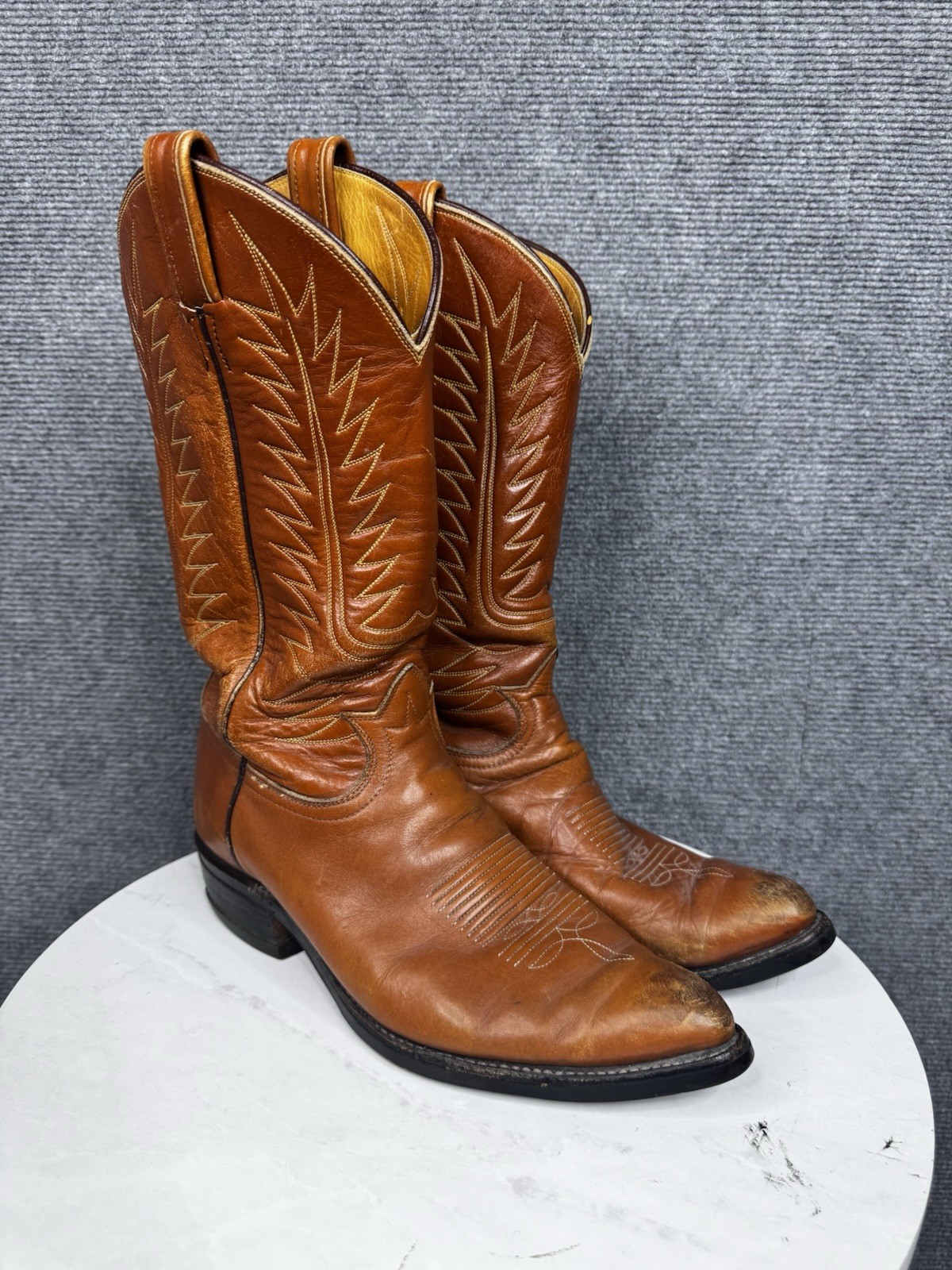 VTG Tony Lama Brown Leather Cowboy Western Boots USA Mens 9.5 Pointed Toe VTG Tony Lama Brown Leather Cowboy Western Boots USA Mens 9.5 Pointed Toe