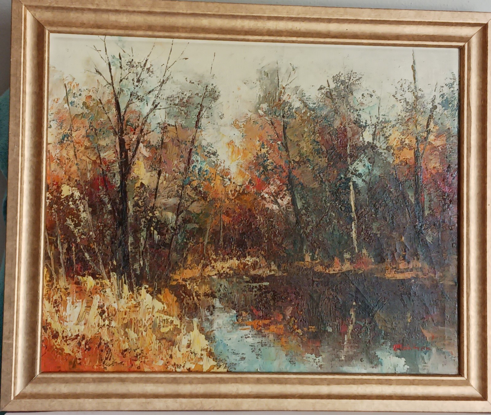 Vtg Impressionist painting oil canvas \