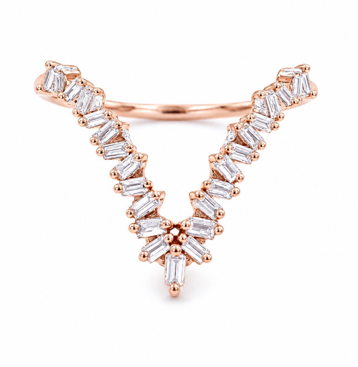 .70CT 14 Rose Gold Natural Baguette Diamond Stackable Ring .70CT 14 Rose Gold Natural Baguette Diamond Stackable Ring
