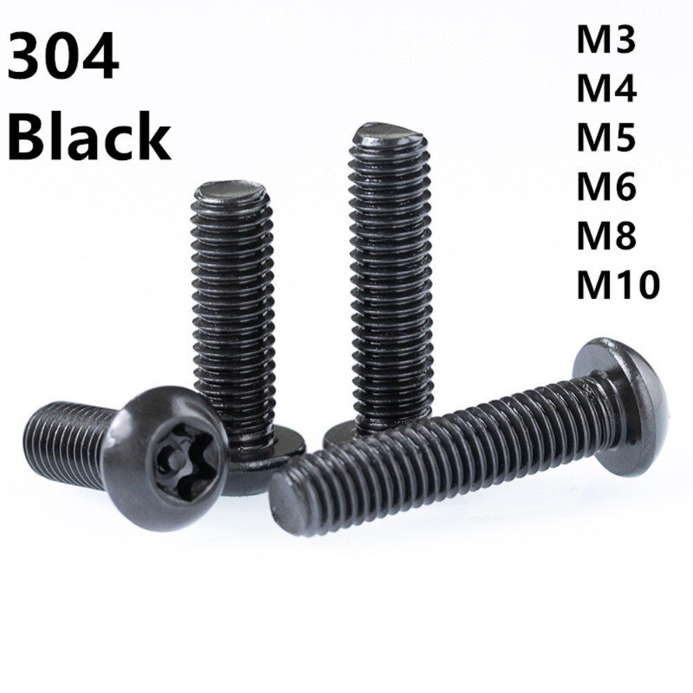 Black 304 Stainless Steel Pin Tamper Torx Button Head Security Screw M3 M4 M5 M6