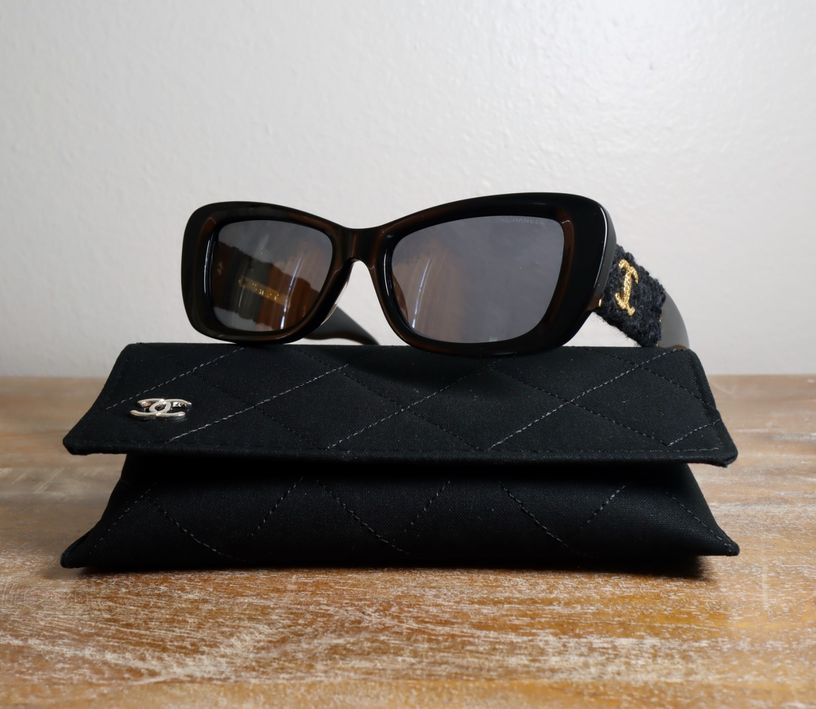 CHANEL CH5514 Rectangle Sunglasses 53mm Black/Gray Lens 100% UV CHANEL CH5514 Rectangle Sunglasses 53mm Black/Gray Lens 100% UV