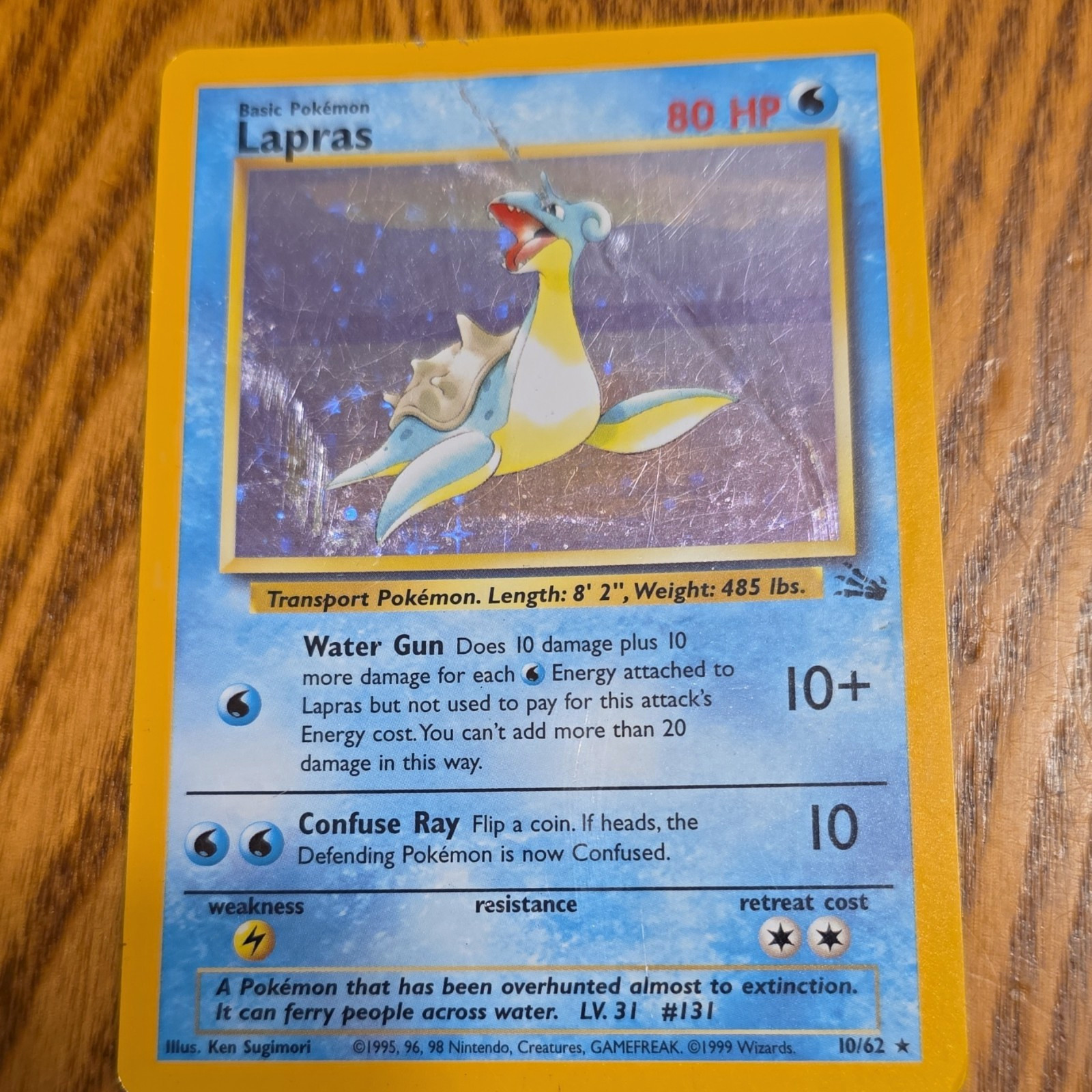 Wizards of the Coast Pokemon TCG Lapras 10/62 Fossil Holo Rare Unlimited Eng