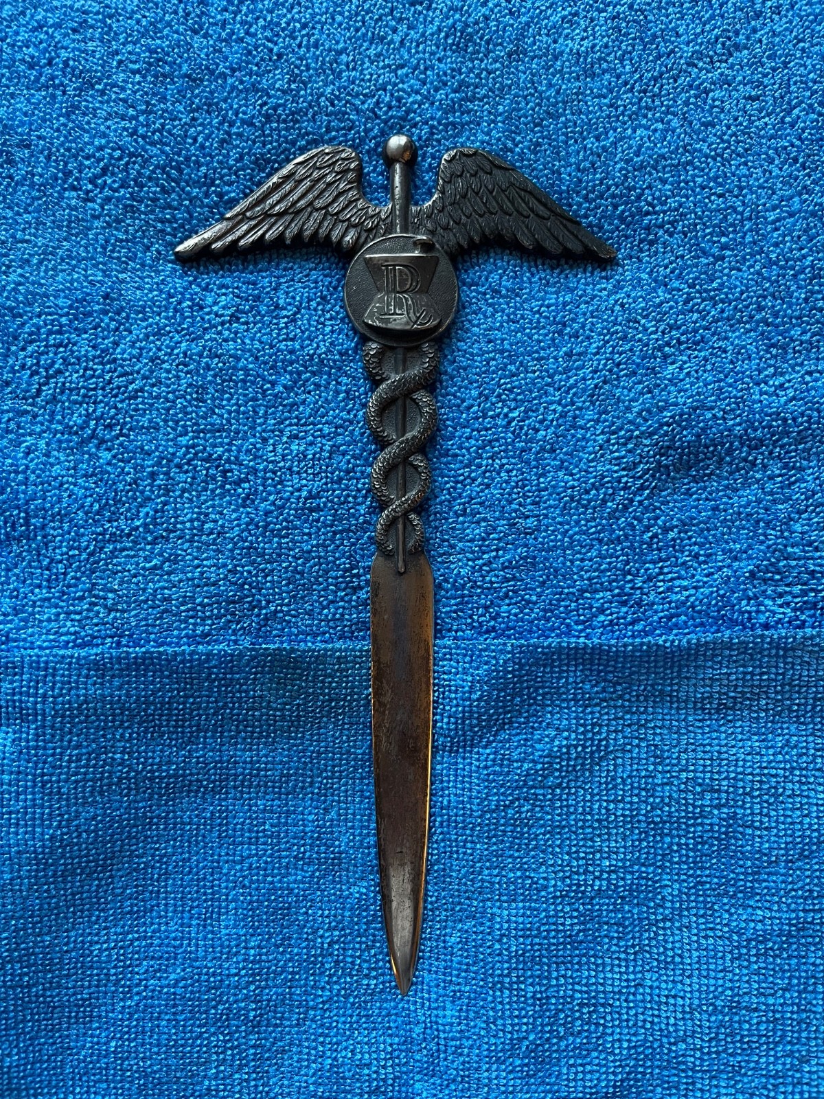 Vintage 1962 Johnson & Johnson Caduceus Letter Opener RX Pharmicist/Dr Accessory