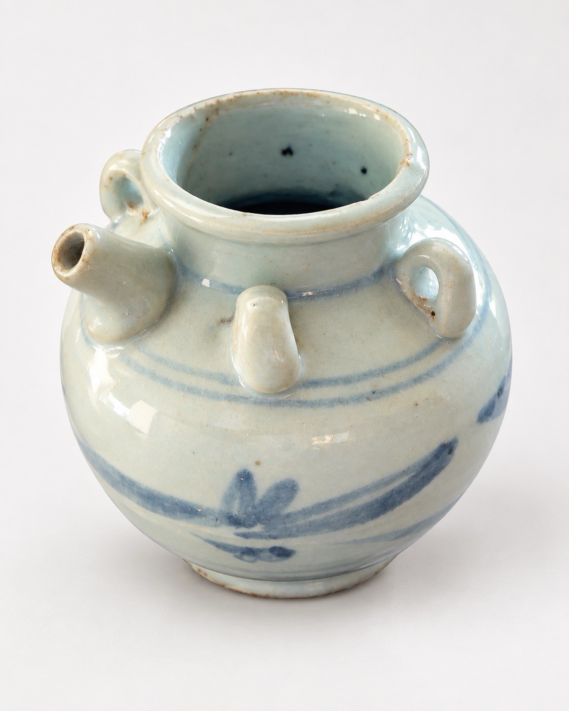 Korean Blue White Porcelain Vessel Vase Joseon Dynasty Style Antique Estate