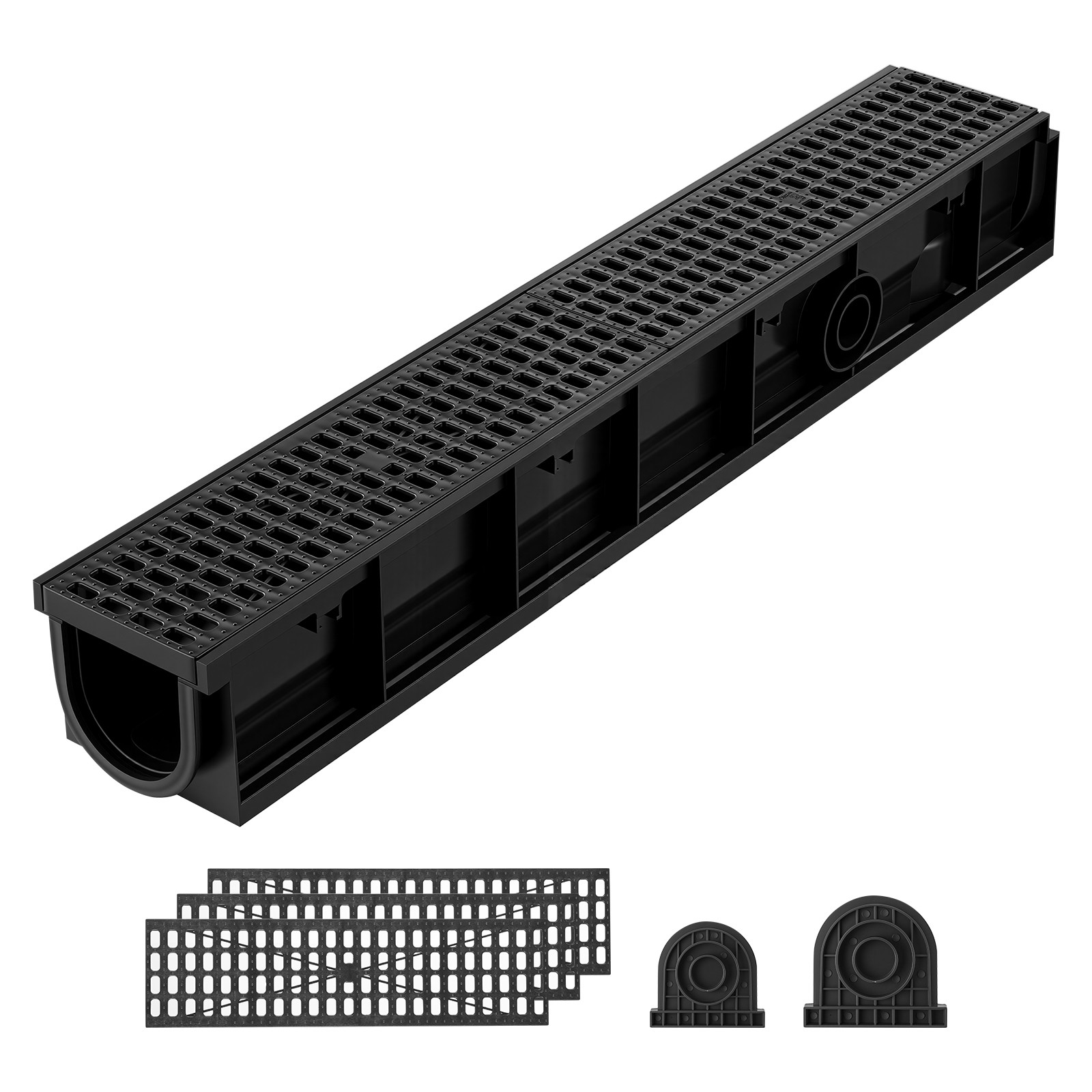 VEVOR Trench Drain 40.2 x 6.6 x 5.5 in 6 Pack HDPE Linear Drainage Channel