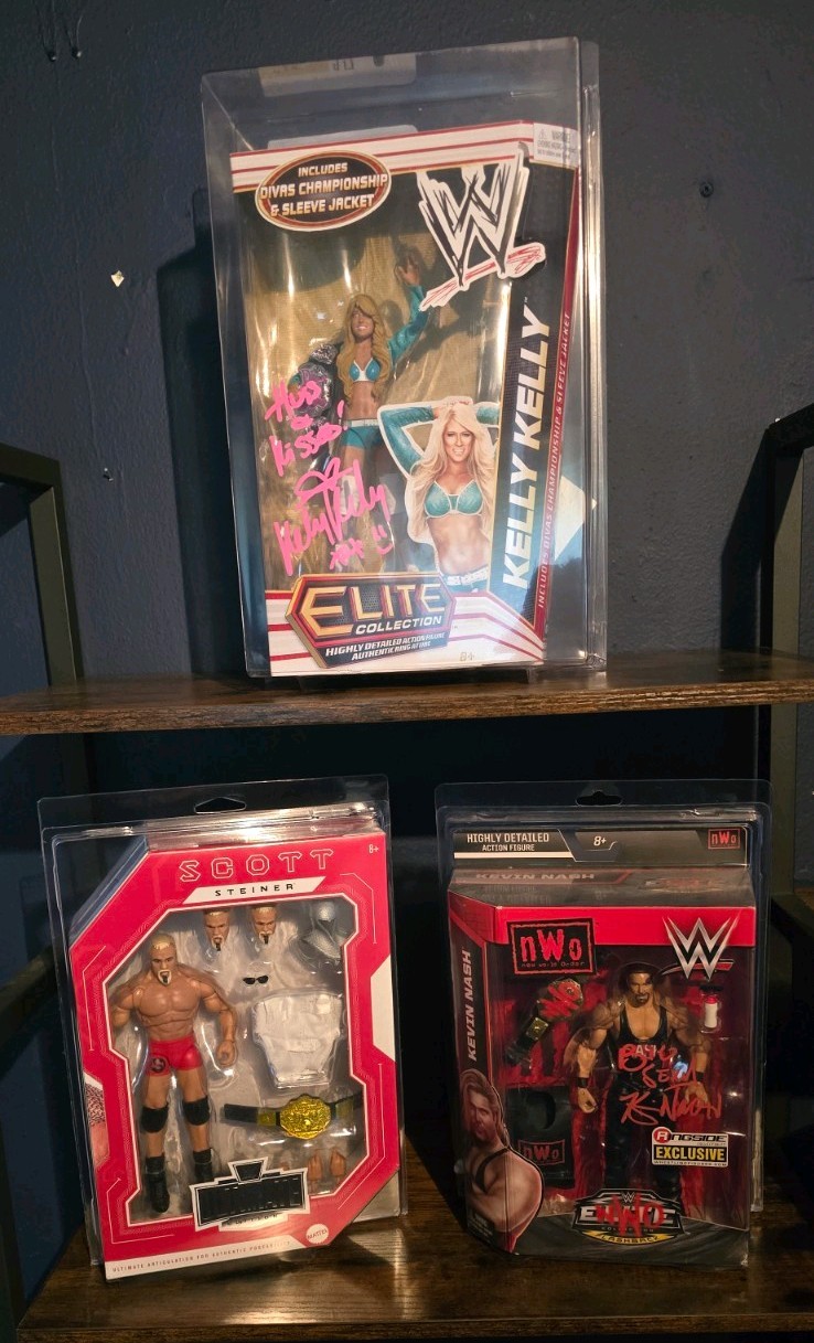 WWE SigNed figure lot, Kevin Nash, Kelly kelly JSA Plus unsigned Scott Steiner