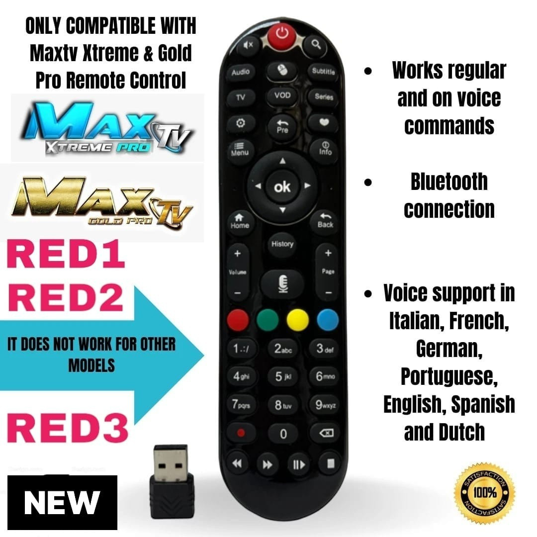 REMOTE CONTROL FOR MAXTV Gold, Silver, RED 1/3 (Bluetooth) TV Box – Local Pick REMOTE CONTROL FOR MAXTV Gold, Silver, RED 1/3 (Bluetooth) TV Box – Local Pick