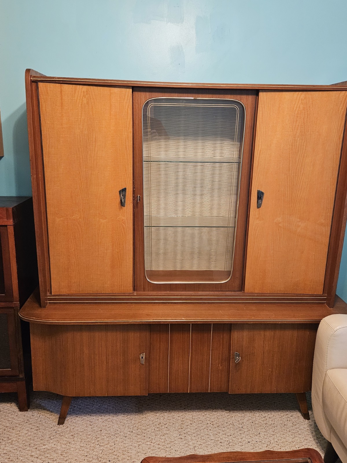 Vintage 1950\'s MCM German Schrank Mid Century Cabinet Furniture Curio Germany