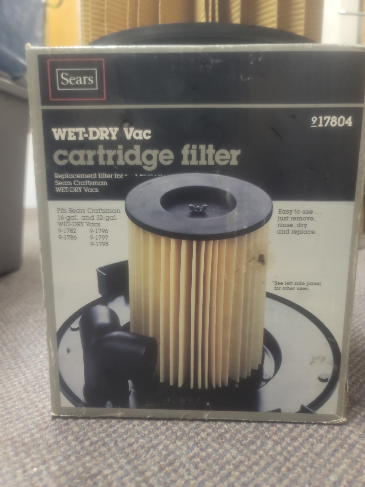 NOS Sears Craftsman Wet Dry Vac Vacuum Filter 917804 Fits 16 & 32 Gallon 17804 NOS Sears Craftsman Wet Dry Vac Vacuum Filter 917804 Fits 16 & 32 Gallon 17804