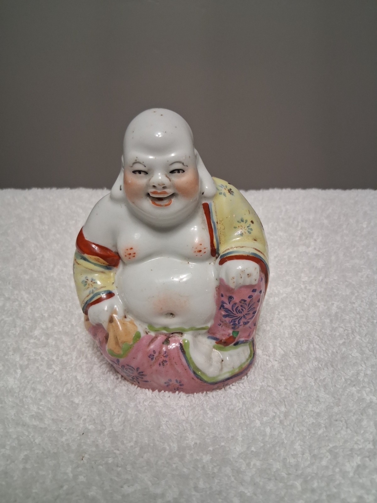 Vintage Hand Painted Happy Buddha Ceramic Figurine Laughing Buddha Decor Statue Vintage Hand Painted Happy Buddha Ceramic Figurine Laughing Buddha Decor Statue