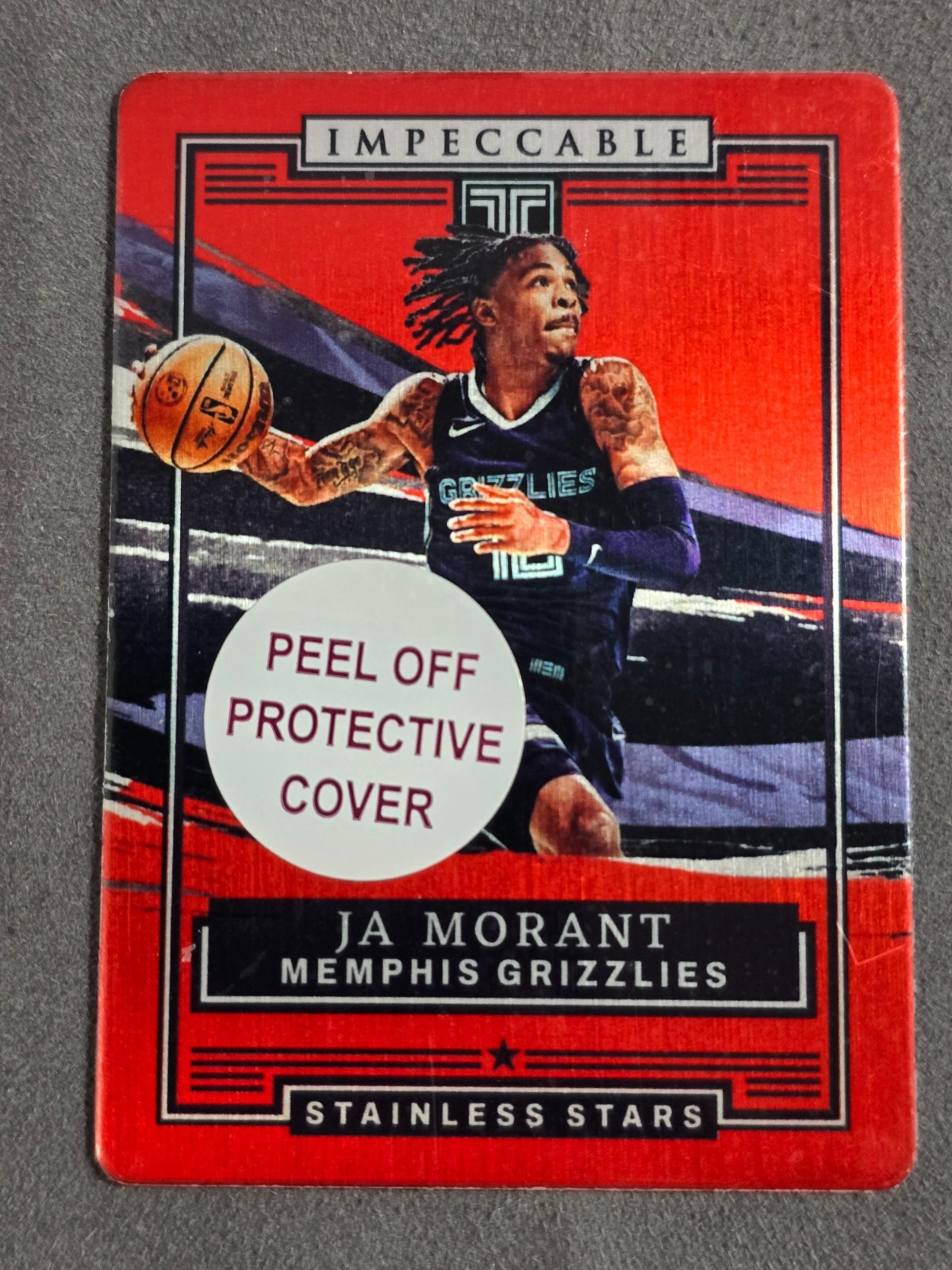 Ja Morant 2021-22 Panini Impeccable Stainless Stars Red With Peel Sticker Ja Morant 2021-22 Panini Impeccable Stainless Stars Red With Peel Sticker
