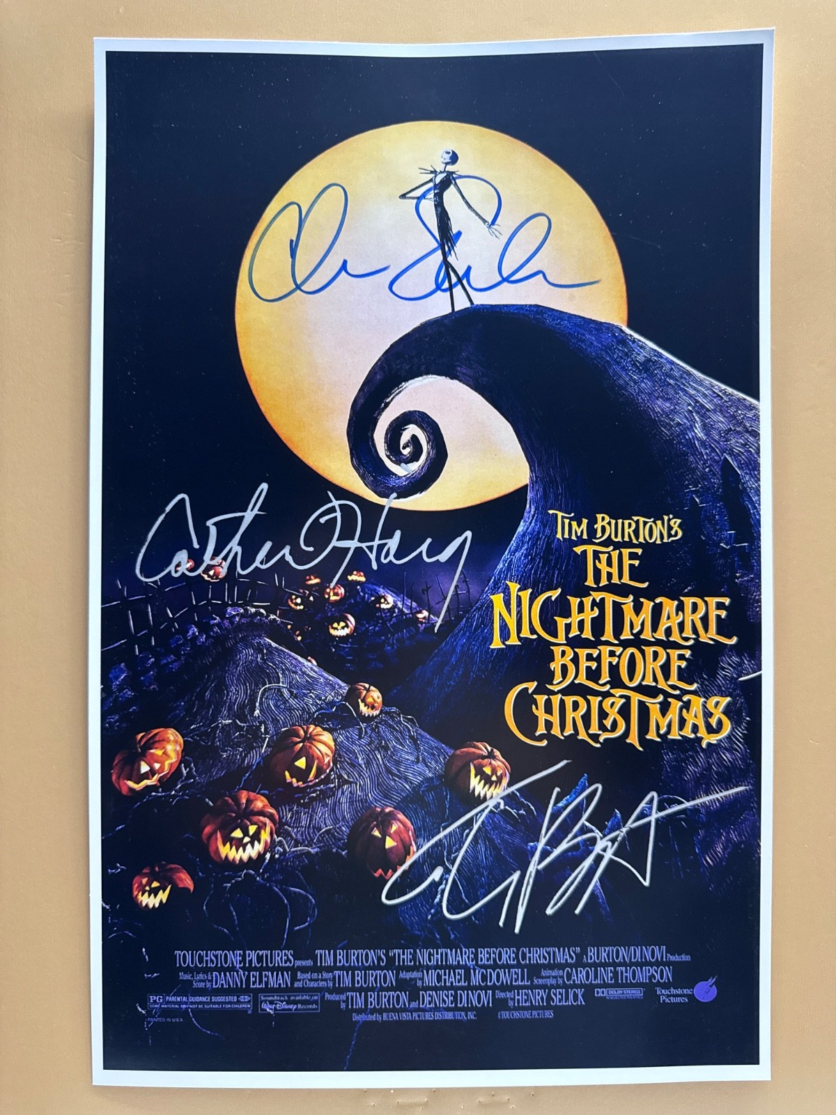 SIGNED THE NIGHTMARE BEFORE CHRISTMAS 11x17 Movie Poster COA by 3 of the actors