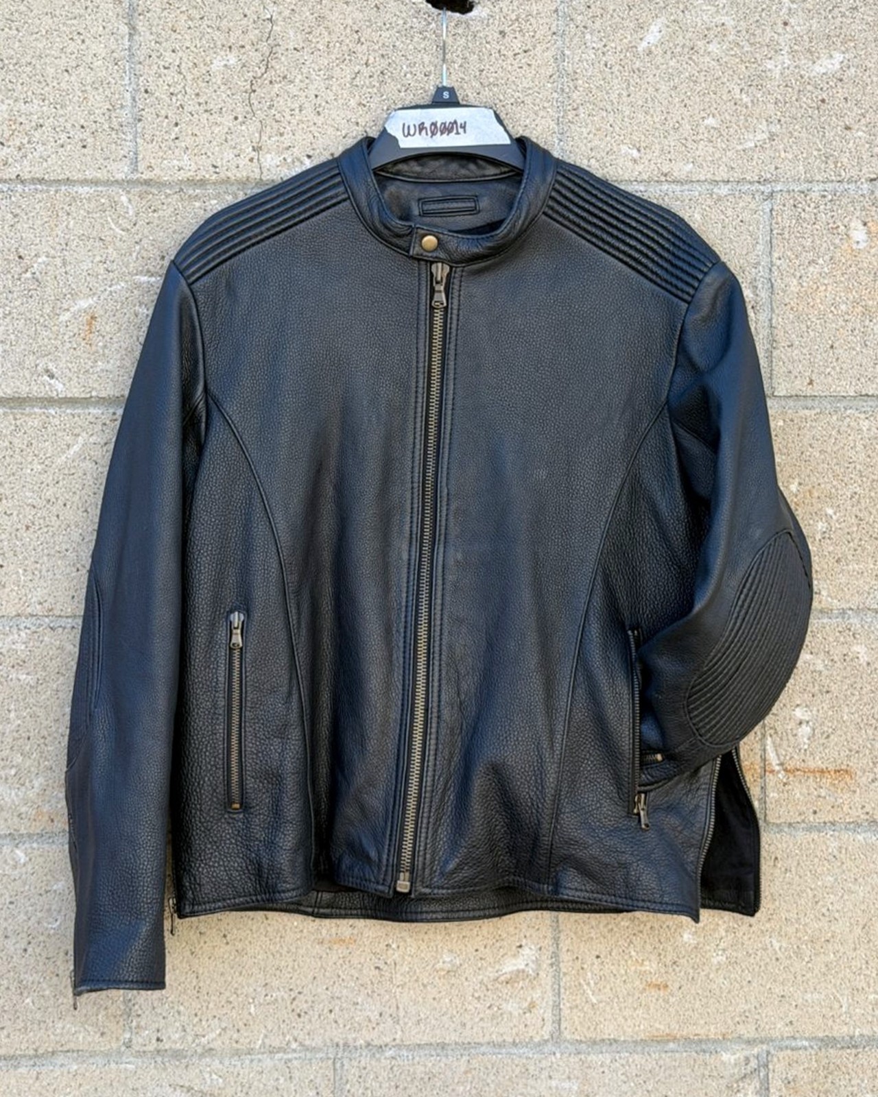 Wilsons Leather M. Julian Cafe Racer Motorcycle Jacket Mens L Black Biker Zip