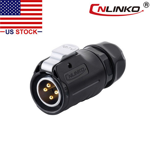 CNLINKO 4 Pin Power Signal Circular Connector Male Plug Outdoor Waterproof IP67