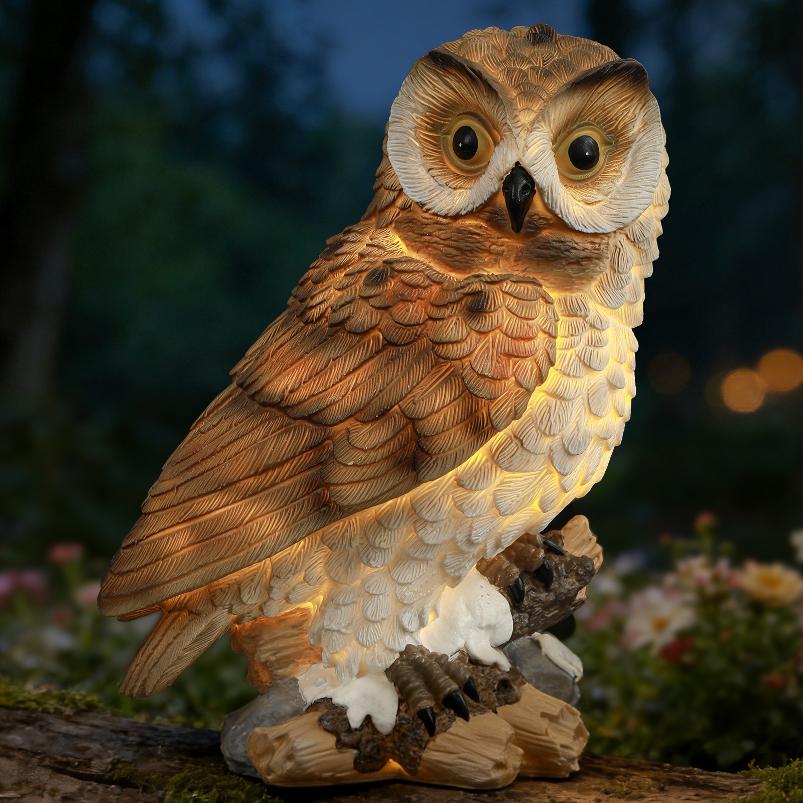 Solar-Powered LED Garden Owl Statue - Resin Outdoor Light-Up Decorative Ornament Solar-Powered LED Garden Owl Statue - Resin Outdoor Light-Up Decorative Ornament