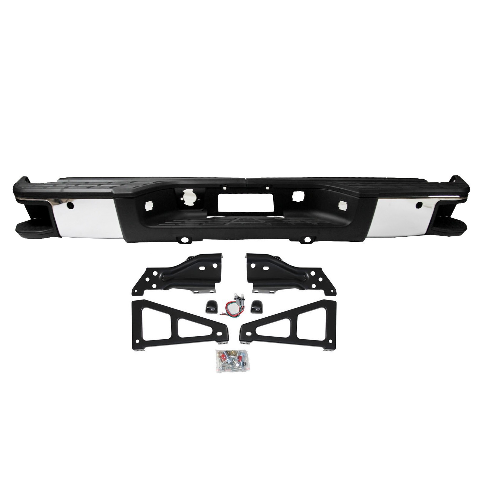 Complete Rear Step Bumper w/Side Pedal For 2007-2013 Chevy Silverado Sierra 1500