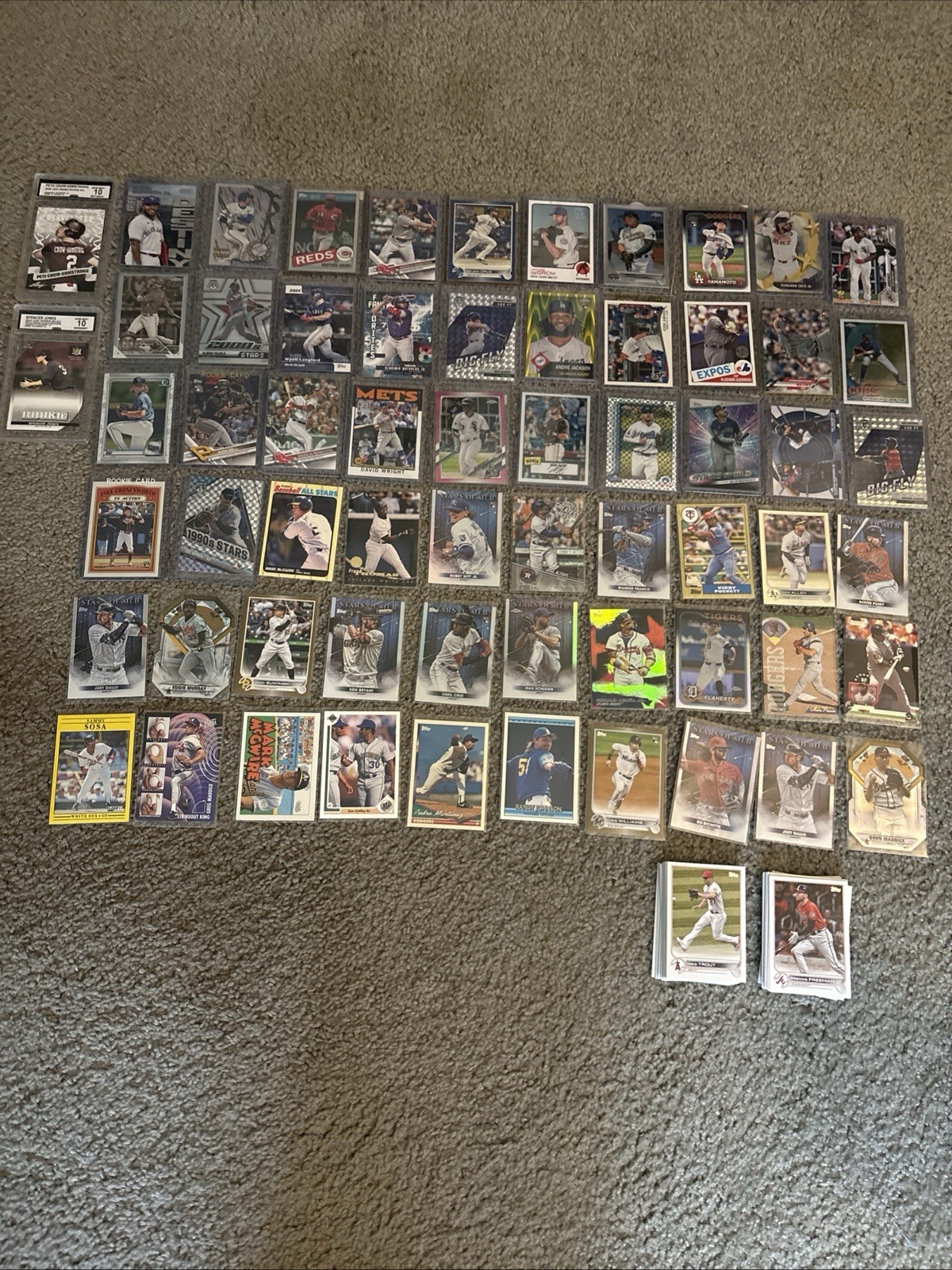 HUGE MLB Baseball Inserts Parallels 60+ Card Lot 2 slabs, OHTANI PCA SOSA WITT