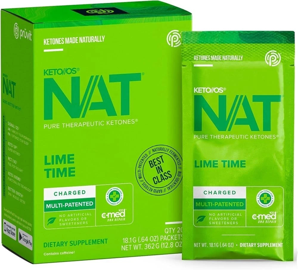 PRUVIT ketone drink  Keto Nat LIME TIME Charged 20 pack 