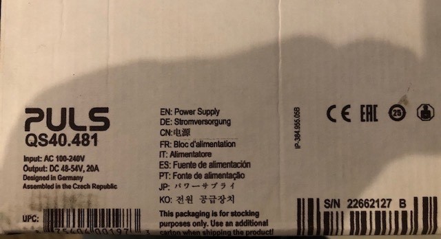 PULS QS40.481 POWER SUPPLY 20A AC 100-240V 48VDC NEW IN BOX USA STOCK PULS QS40.481 POWER SUPPLY 20A AC 100-240V 48VDC NEW IN BOX USA STOCK