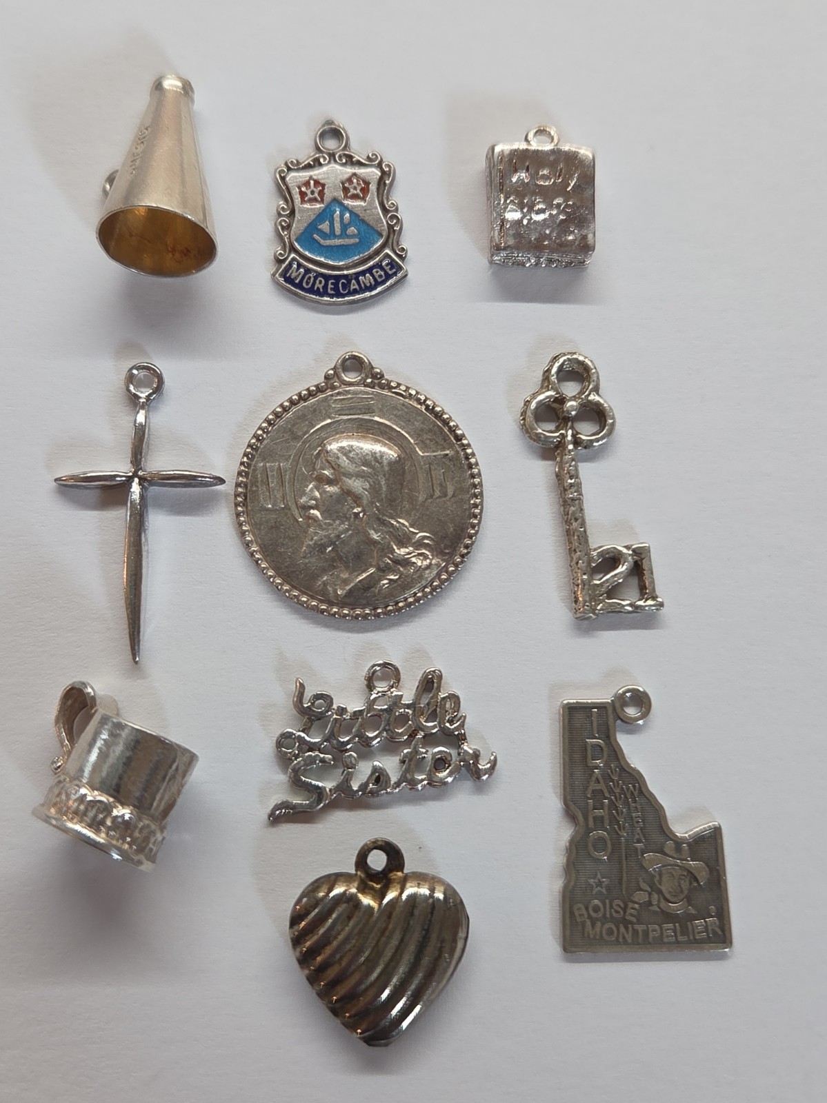 Sterling Silver ~ Lot Of 10 ~ 8 CHARMS & 2 Pendants ~ VINTAGE Sterling Silver ~ Lot Of 10 ~ 8 CHARMS & 2 Pendants ~ VINTAGE