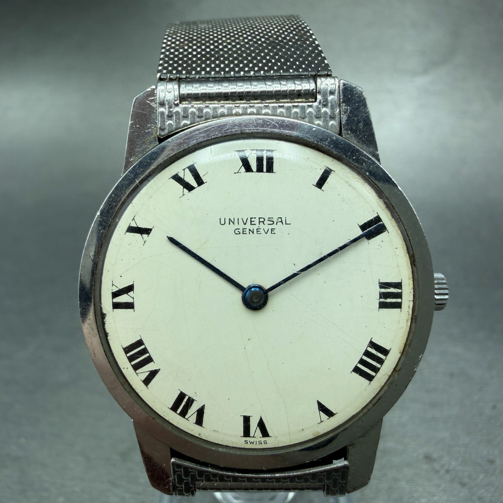 Universal Geneve Watch Men 31mm White Dial Steel Round Manual Wind 842101 PARTS