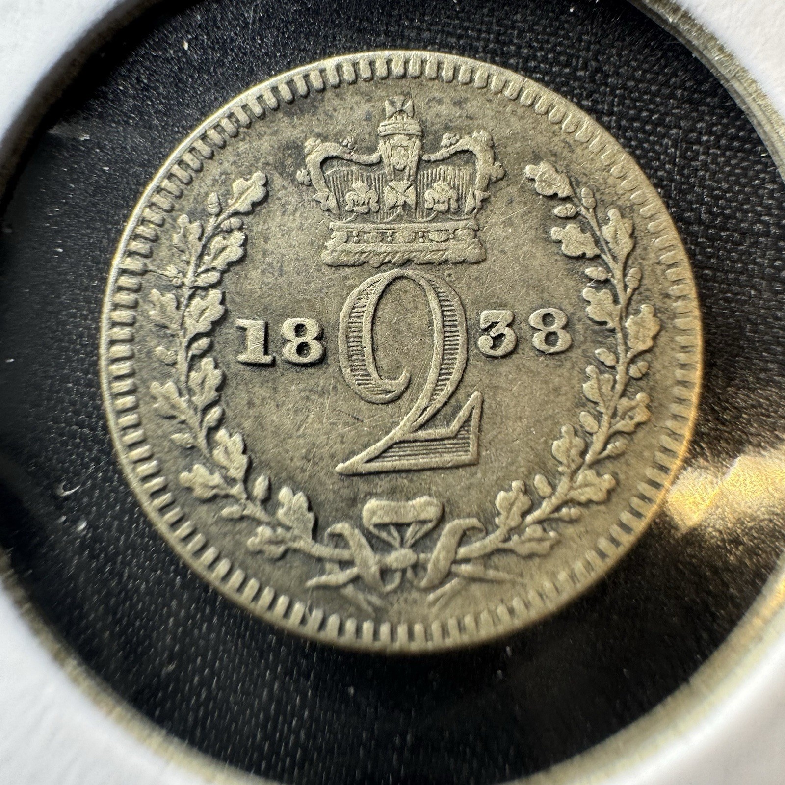 1838 Great Britain Victoria Maundy 2 Pence .925 Sterling Silver First Year