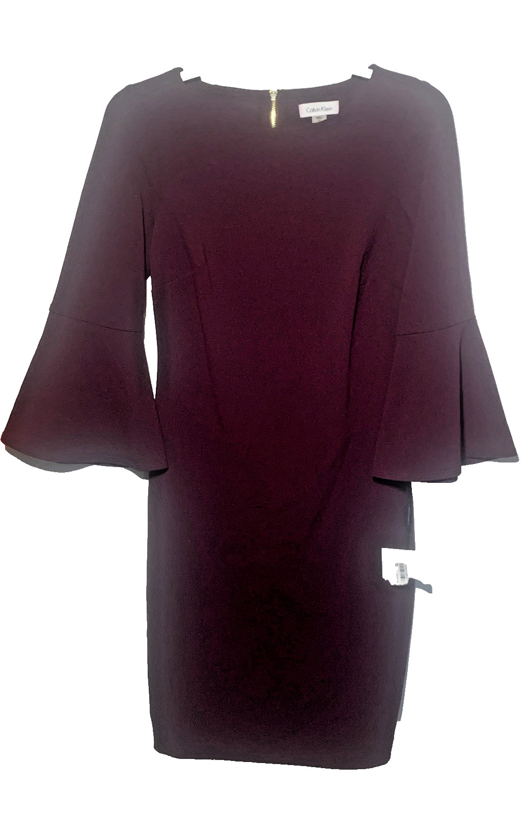 Calvin Klein Plum Purple Bell Sleeve Ladies Pencil Dress Career Petites Size 4P Calvin Klein Plum Purple Bell Sleeve Ladies Pencil Dress Career Petites Size 4P