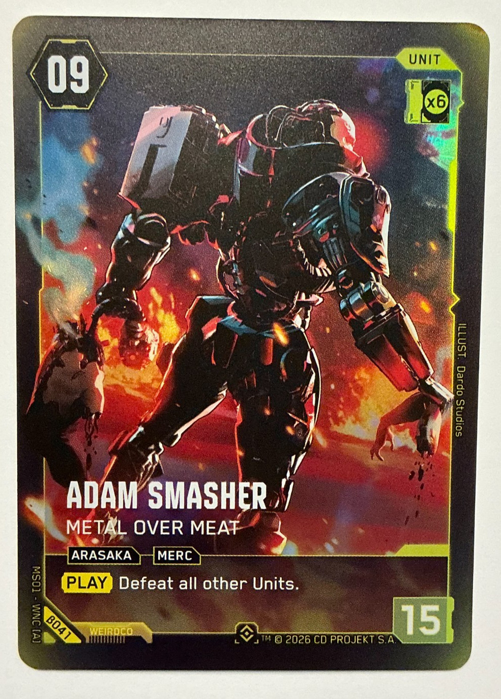 Adam Smasher Metal Over Meat Epic Rare B041 - Cyberpunk TCG NM Adam Smasher Metal Over Meat Epic Rare B041 - Cyberpunk TCG NM