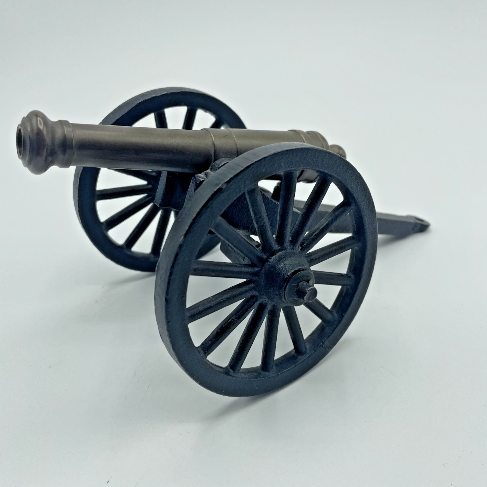 Vintage Cannon 8.5” Brass Barrel Cast Iron Carriage/Wheels Civil War Replica