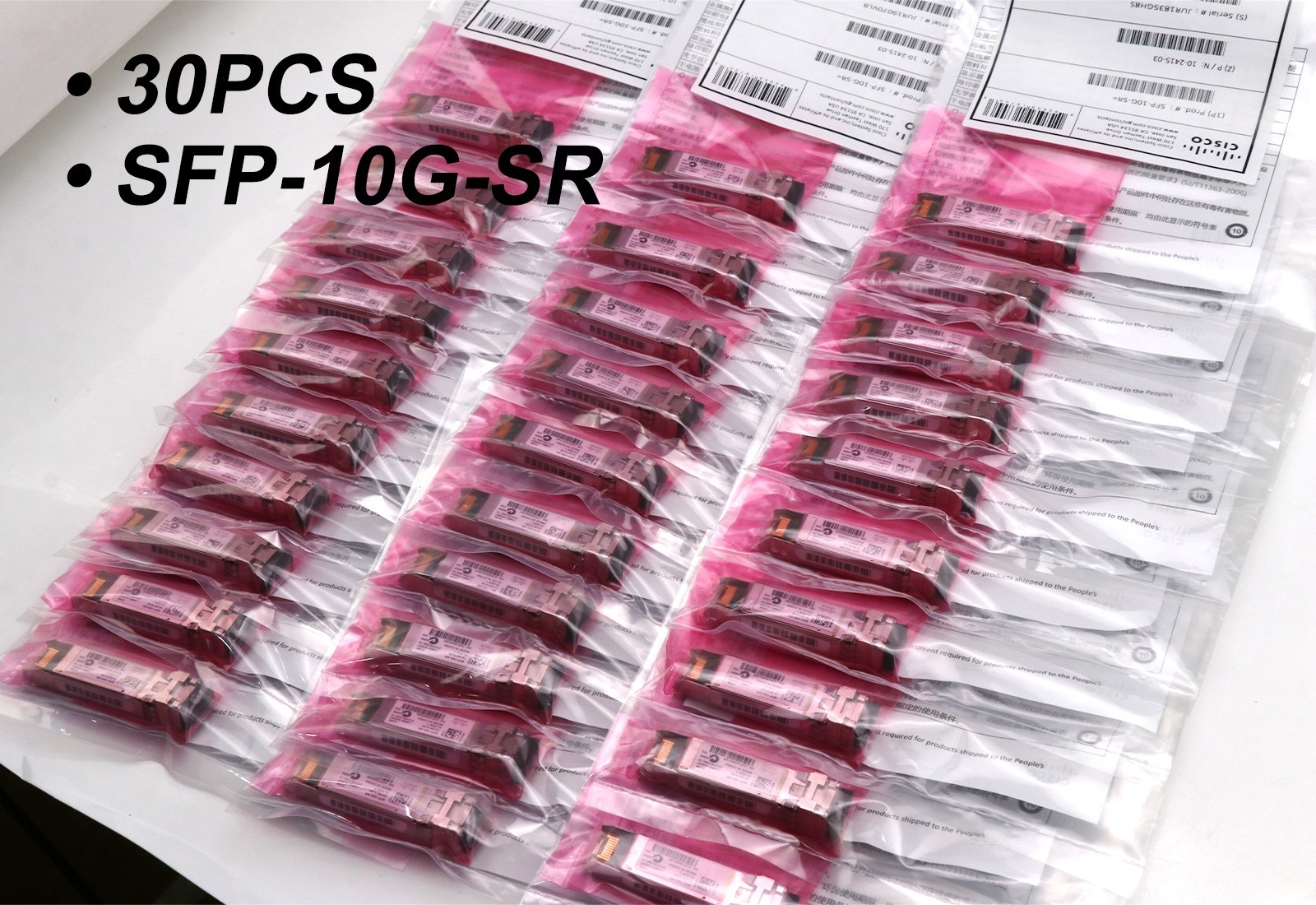30PCS Sealed Cisco SFP-10G-SR 10GBASE-SR SFP+ Transceiver Module MMF 850nm 300m
