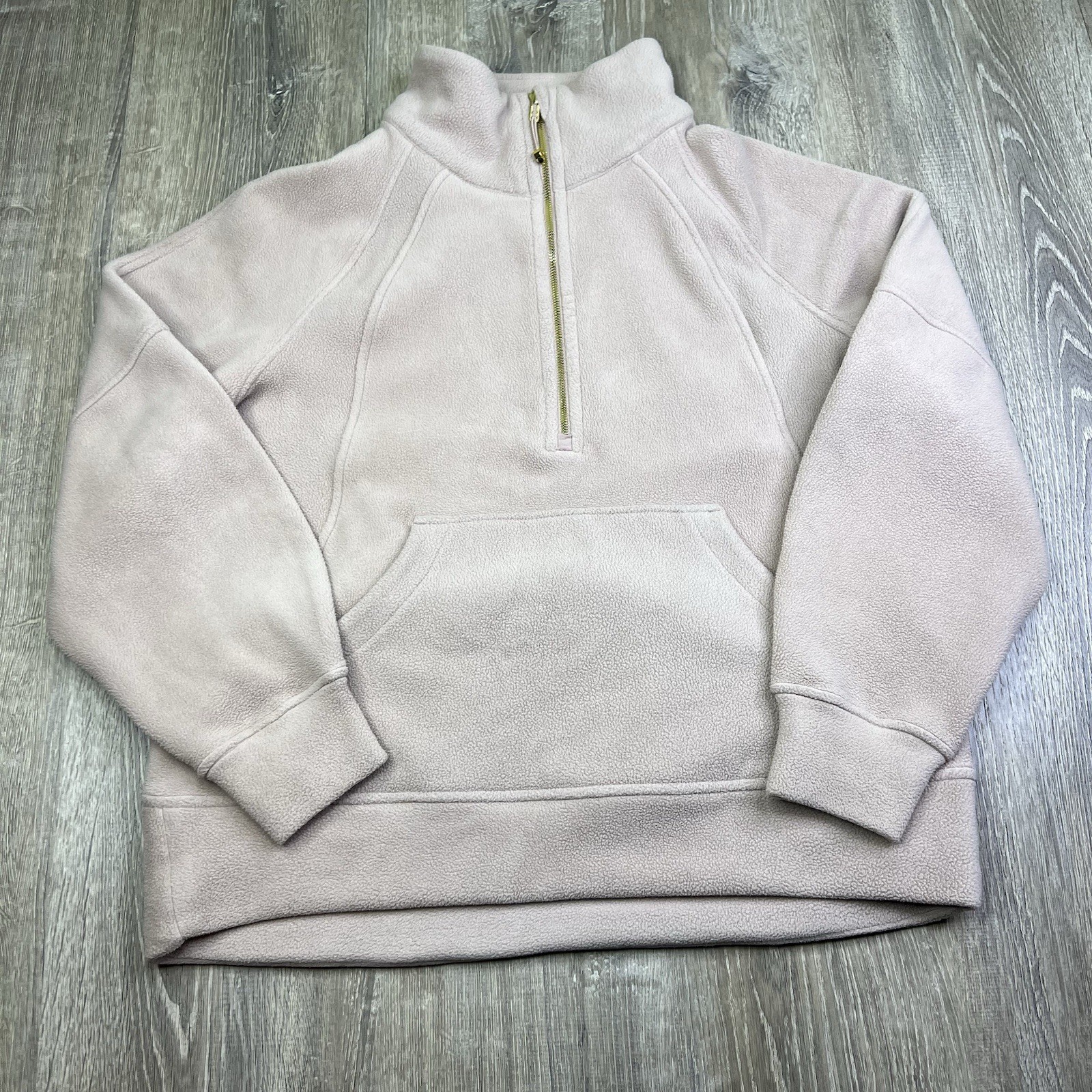 Lululemon Scuba Tumbled Fleece Funnel-Neck Half Zip Adaptive Pink/Gold M/L Lululemon Scuba Tumbled Fleece Funnel-Neck Half Zip Adaptive Pink/Gold M/L