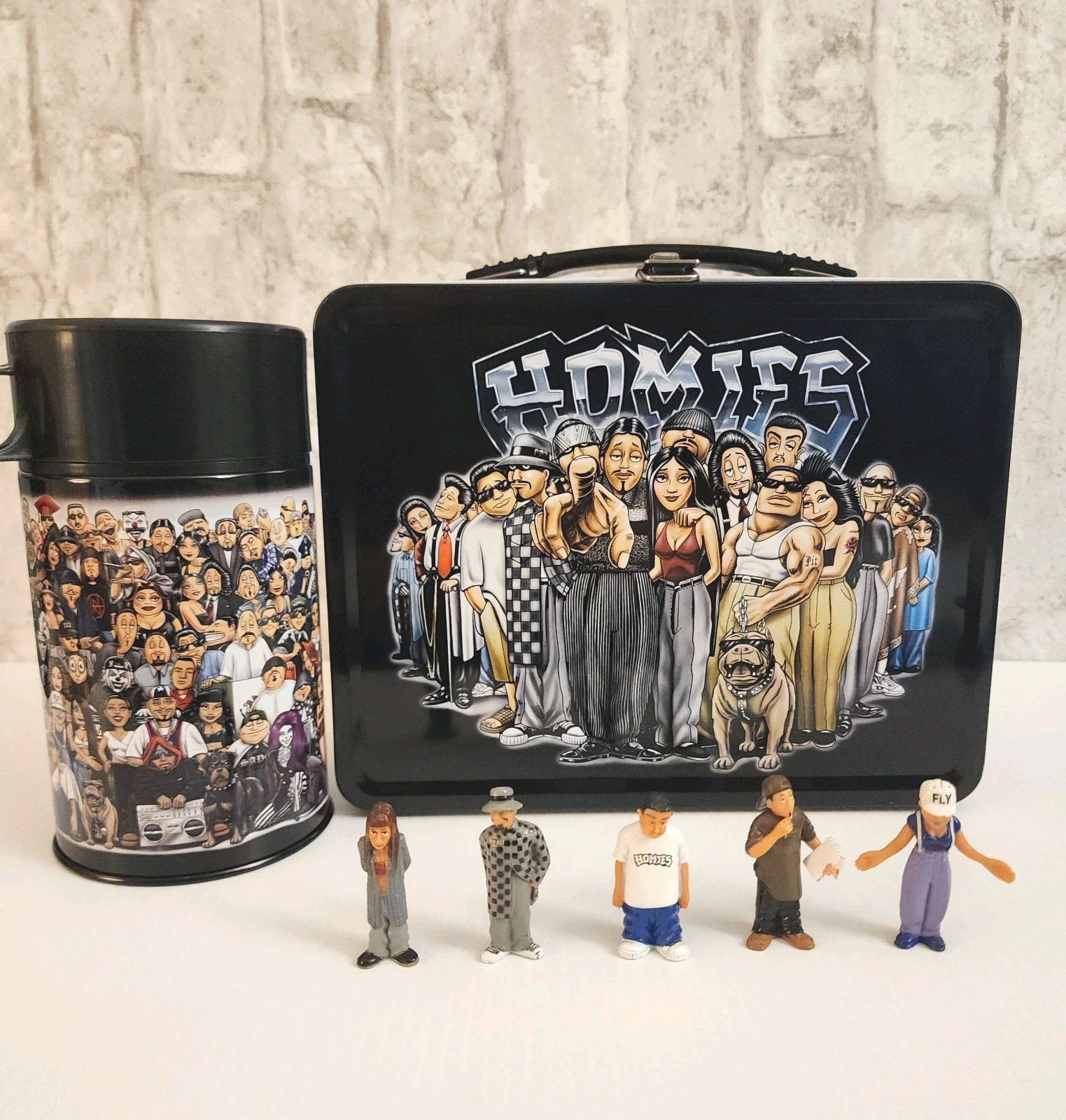 Vintage HOMIES Metal Lunch Box With Thermos And 5 Figures New/Unused - NECA 2003