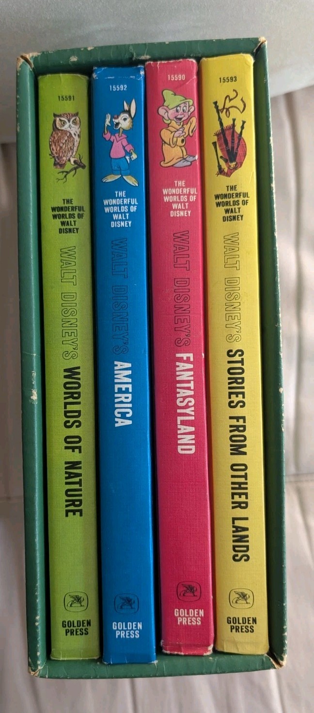 1965 Walt Disney Wonderful World Fantasyland Nature America  4 Book Box Set 