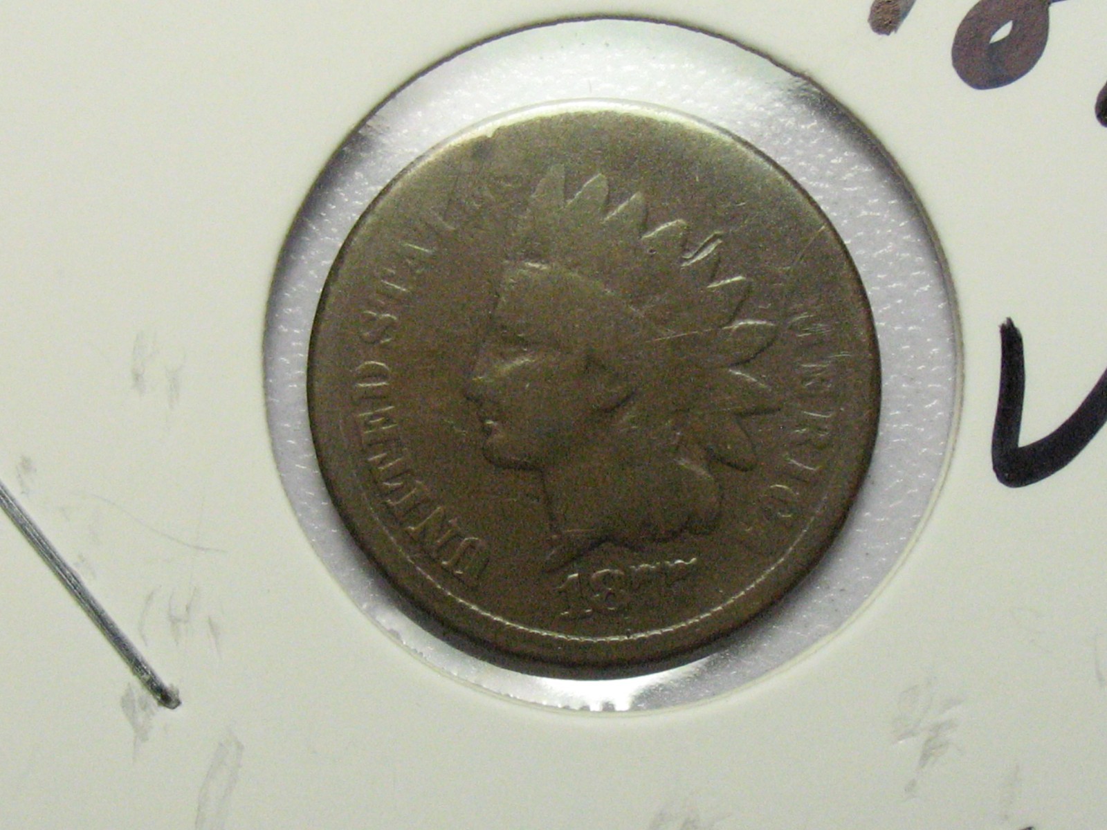 OLD COPPER COIN VERY GOOD+ 1877 INDIAN HEAD CENT PENNY KEY DATE LOT 33a
