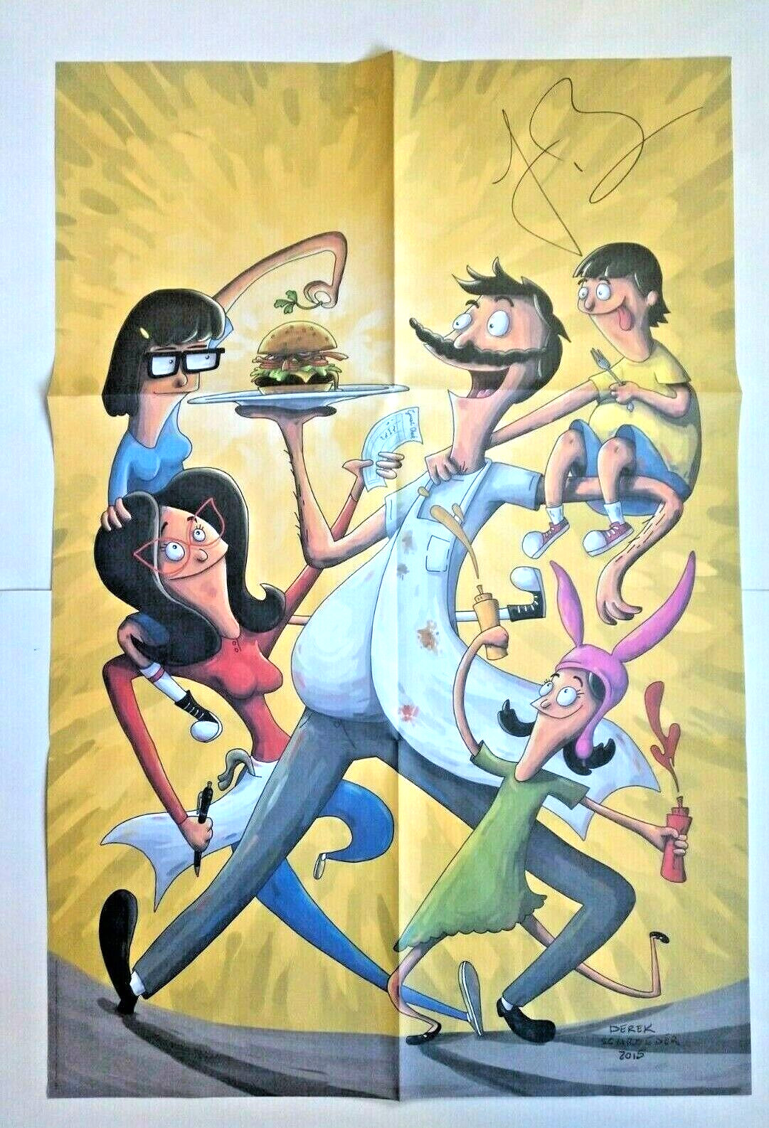 Bobs Burgers Large Wall POSTER Signed by LOREN BOUCHARD Cartoon TV Show Artwork